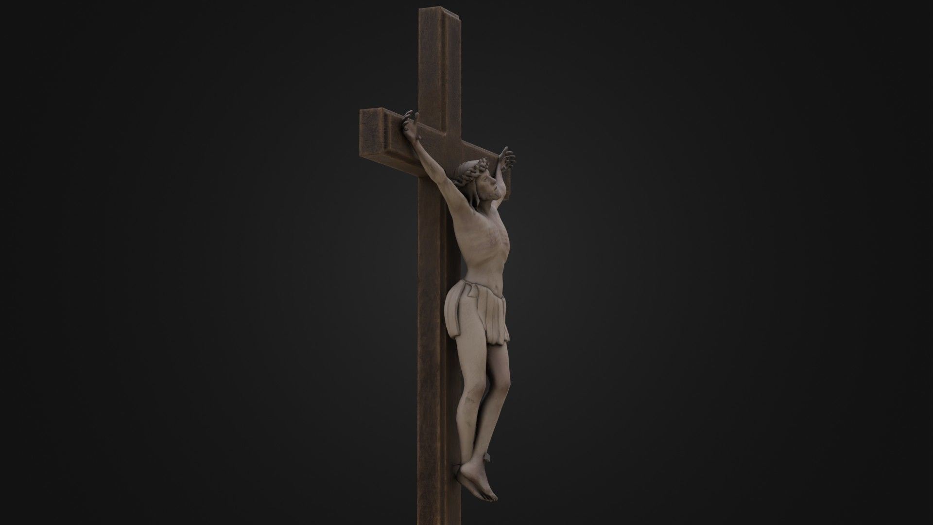 Old Dirty Crucifix Jesus in Cross Low-poly 3D model_8