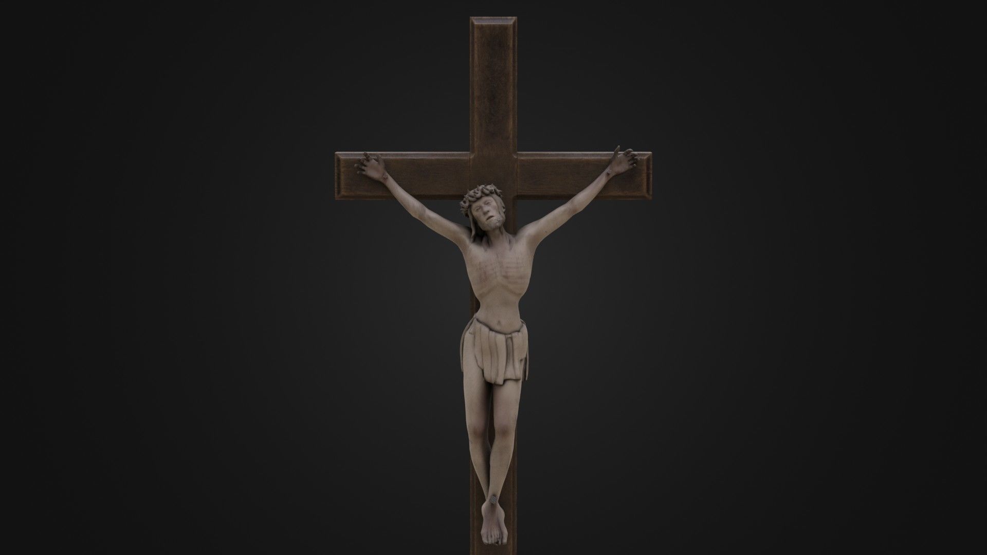 Old Dirty Crucifix Jesus in Cross Low-poly 3D model_43