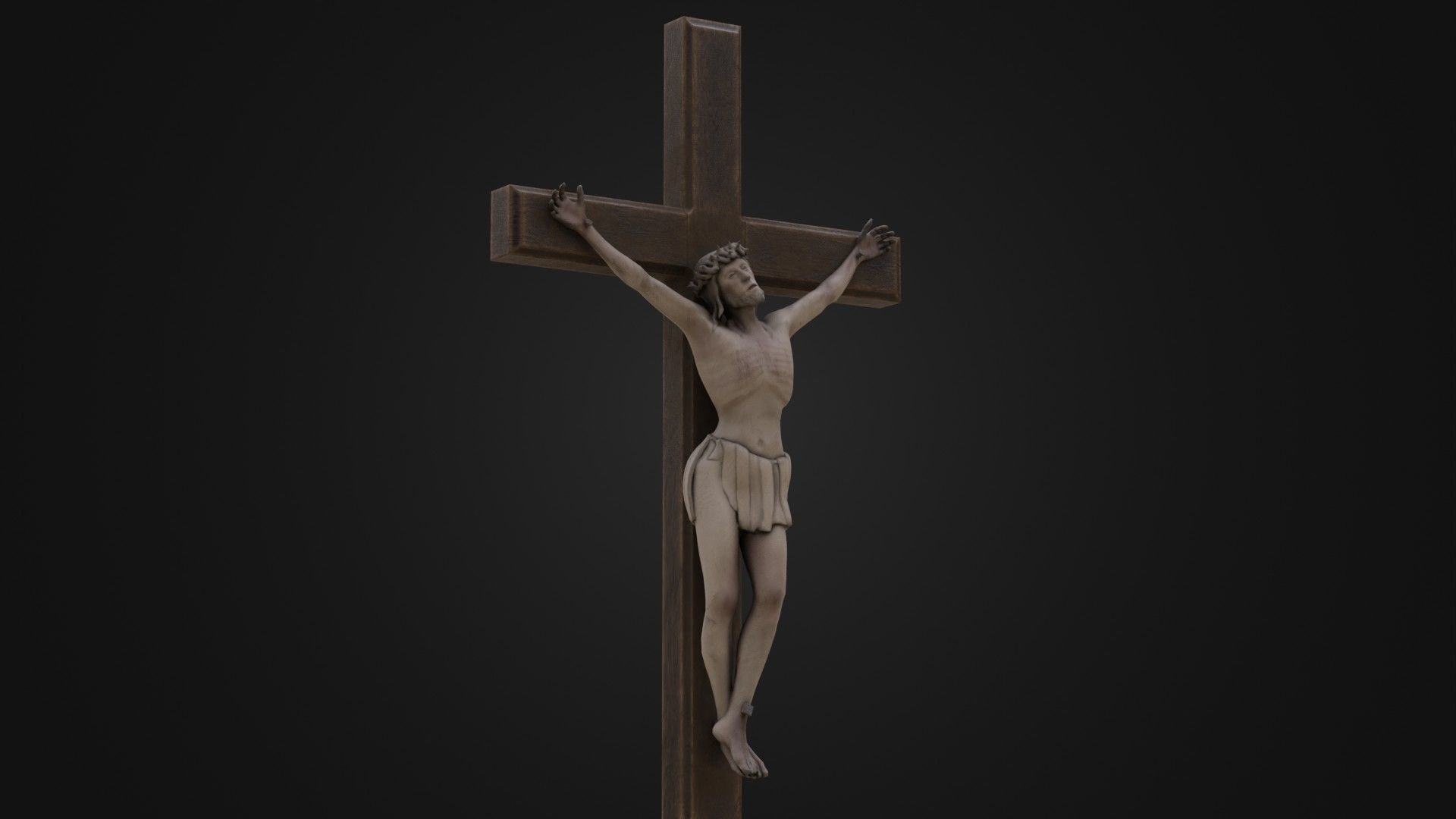 Old Dirty Crucifix Jesus in Cross Low-poly 3D model_4