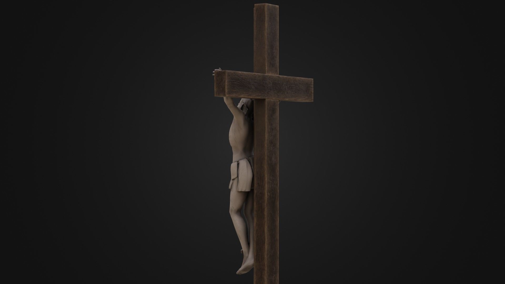 Old Dirty Crucifix Jesus in Cross Low-poly 3D model_29