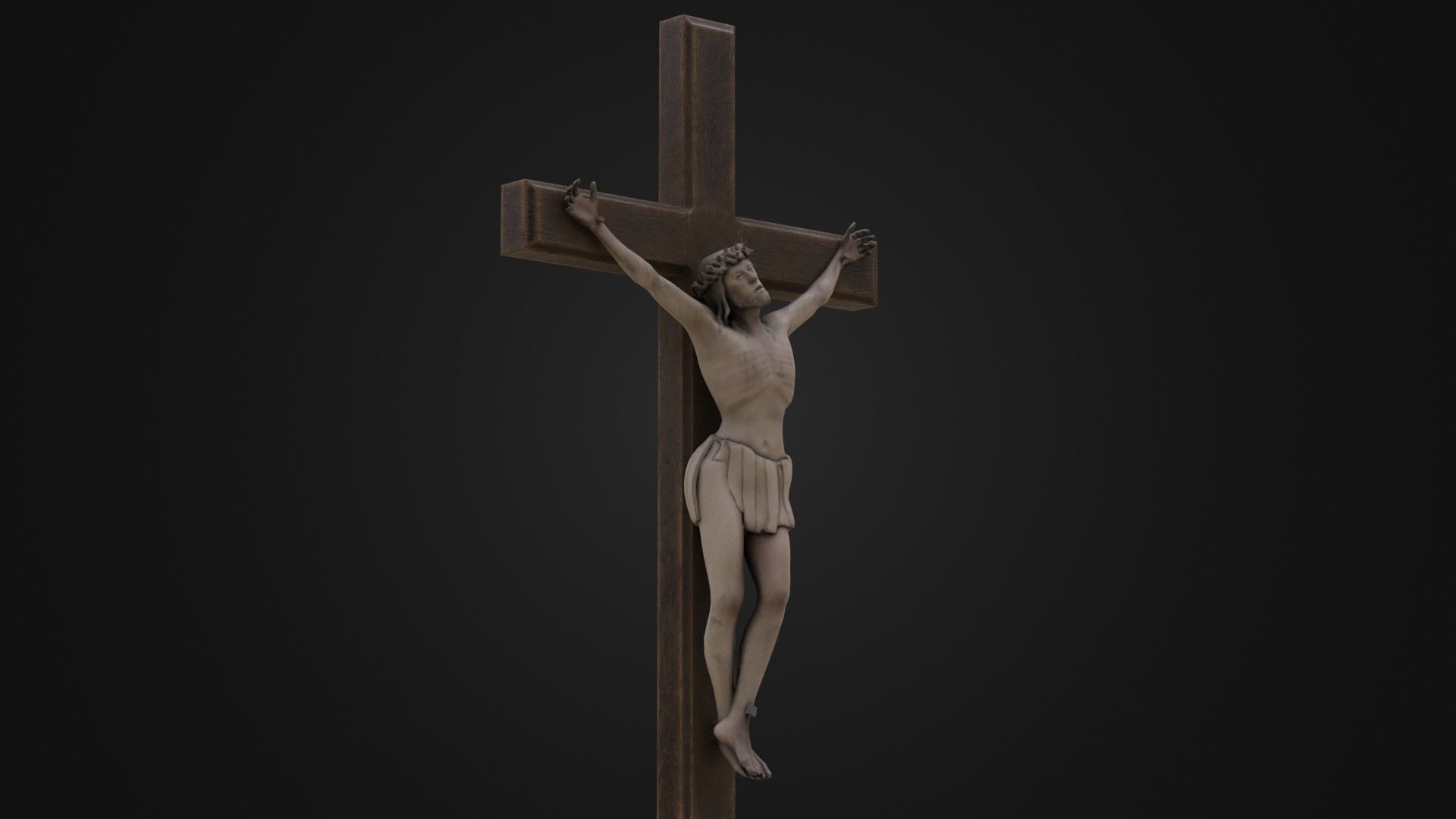 Old Dirty Crucifix Jesus in Cross Low-poly 3D model_5