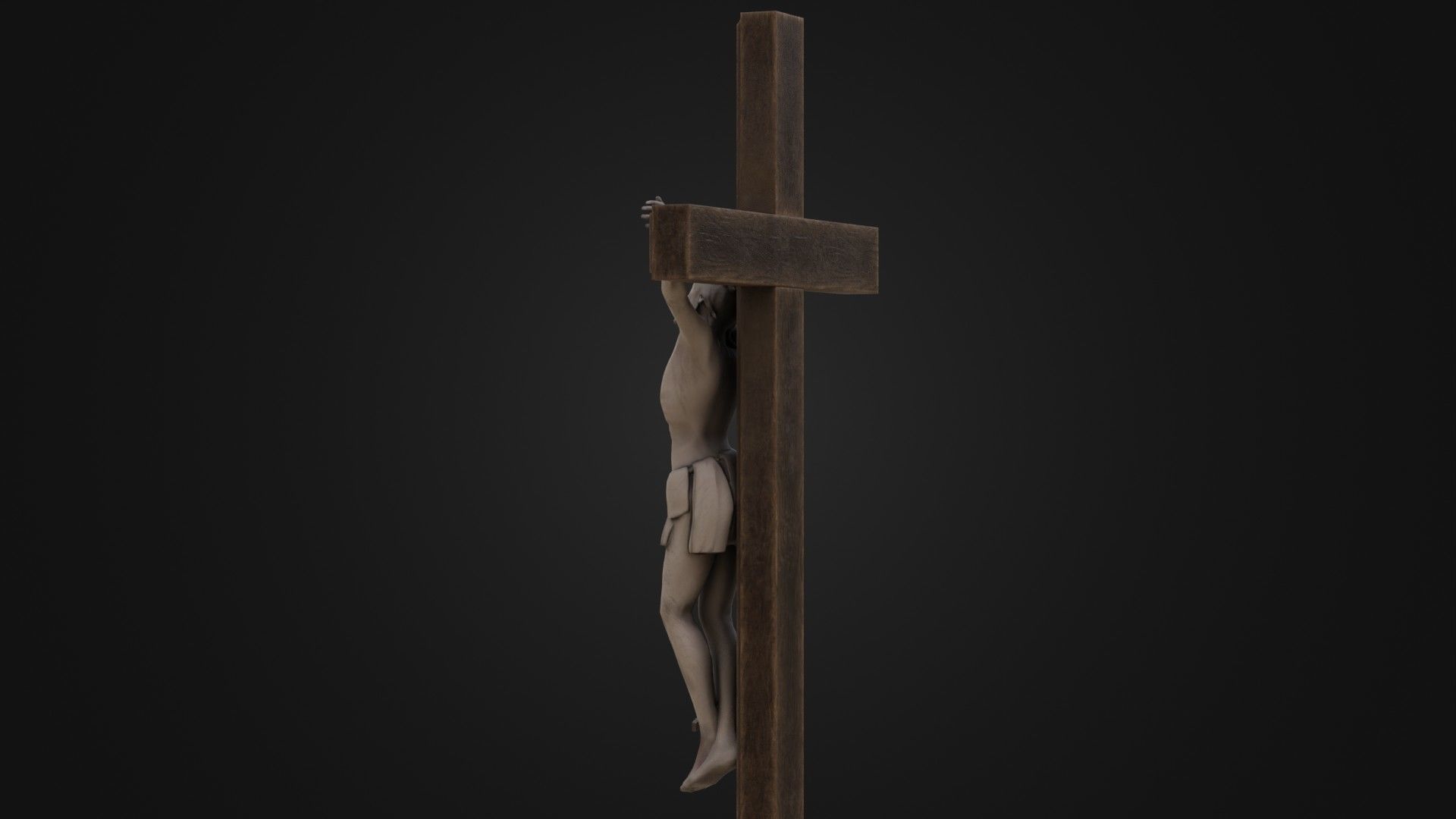 Old Dirty Crucifix Jesus in Cross Low-poly 3D model_30