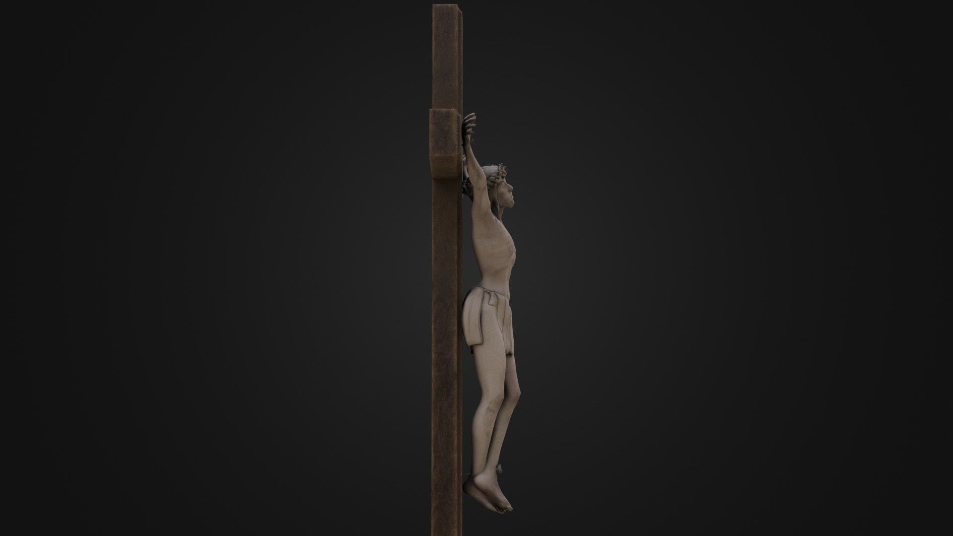 Old Dirty Crucifix Jesus in Cross Low-poly 3D model_11