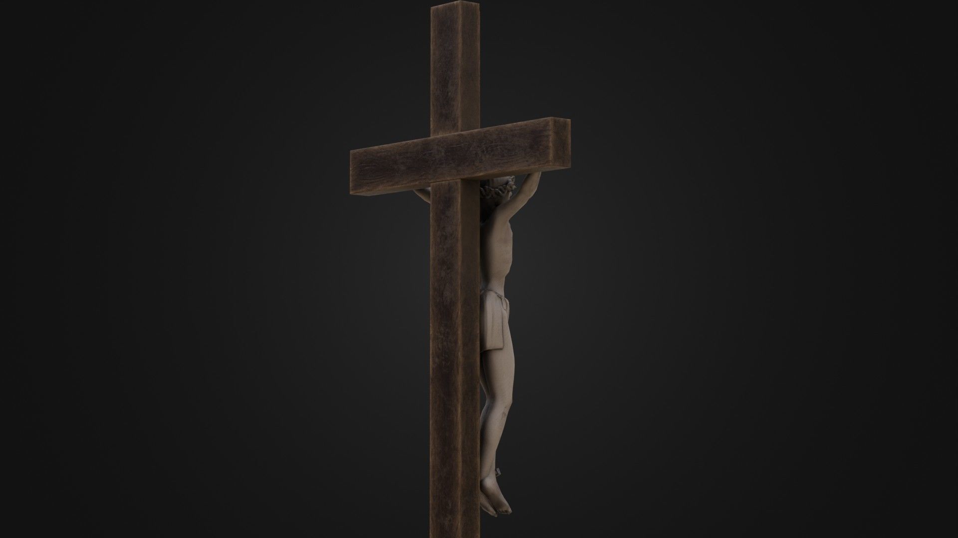Old Dirty Crucifix Jesus in Cross Low-poly 3D model_16
