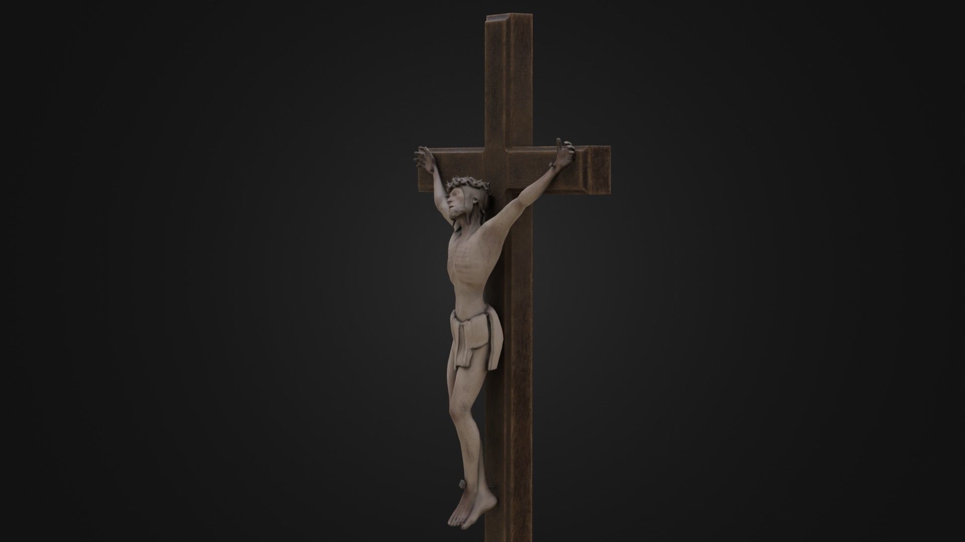 Old Dirty Crucifix Jesus in Cross Low-poly 3D model_37