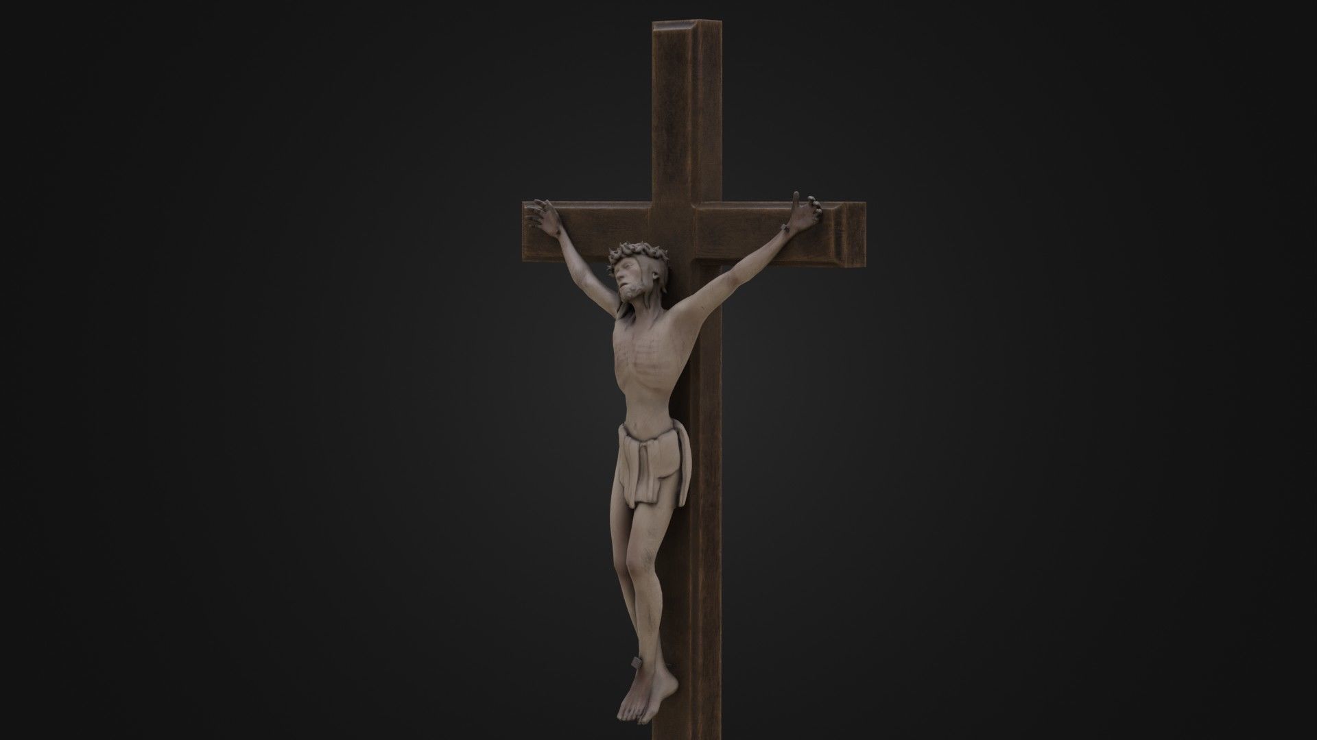 Old Dirty Crucifix Jesus in Cross Low-poly 3D model_39