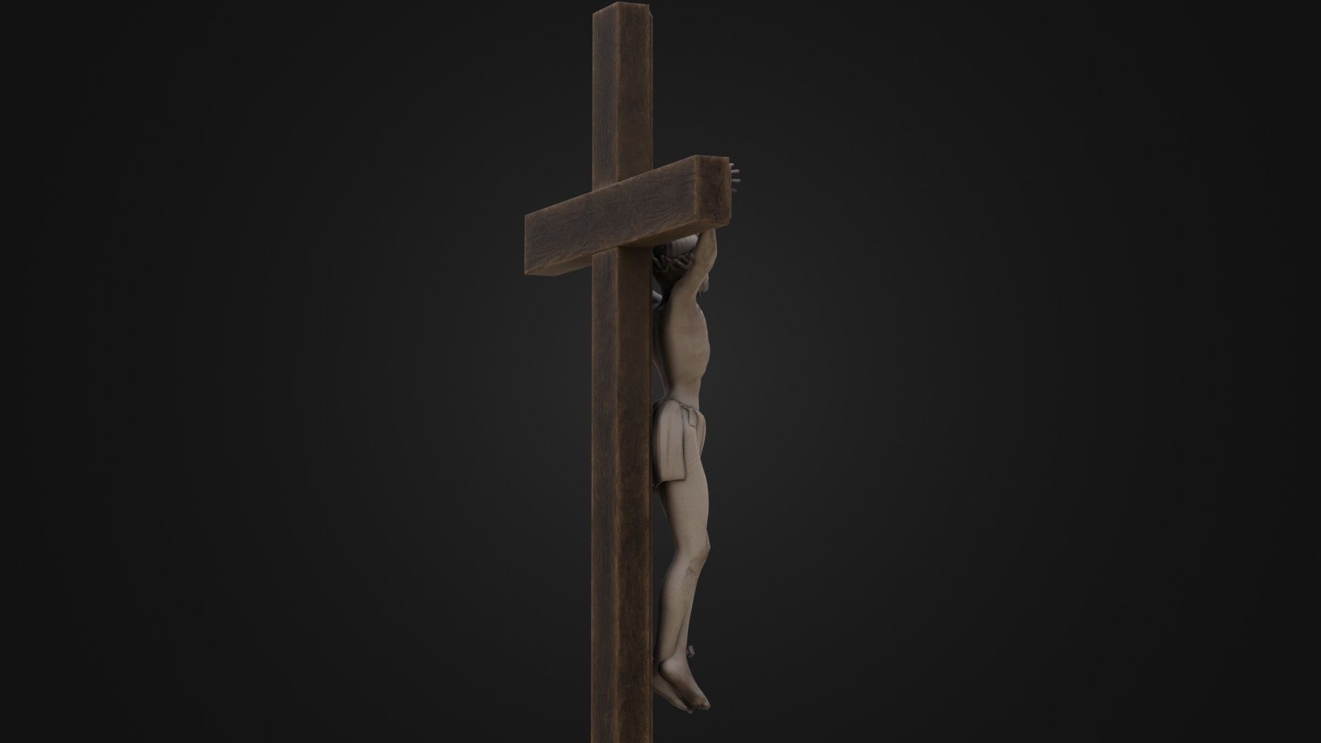 Old Dirty Crucifix Jesus in Cross Low-poly 3D model_14