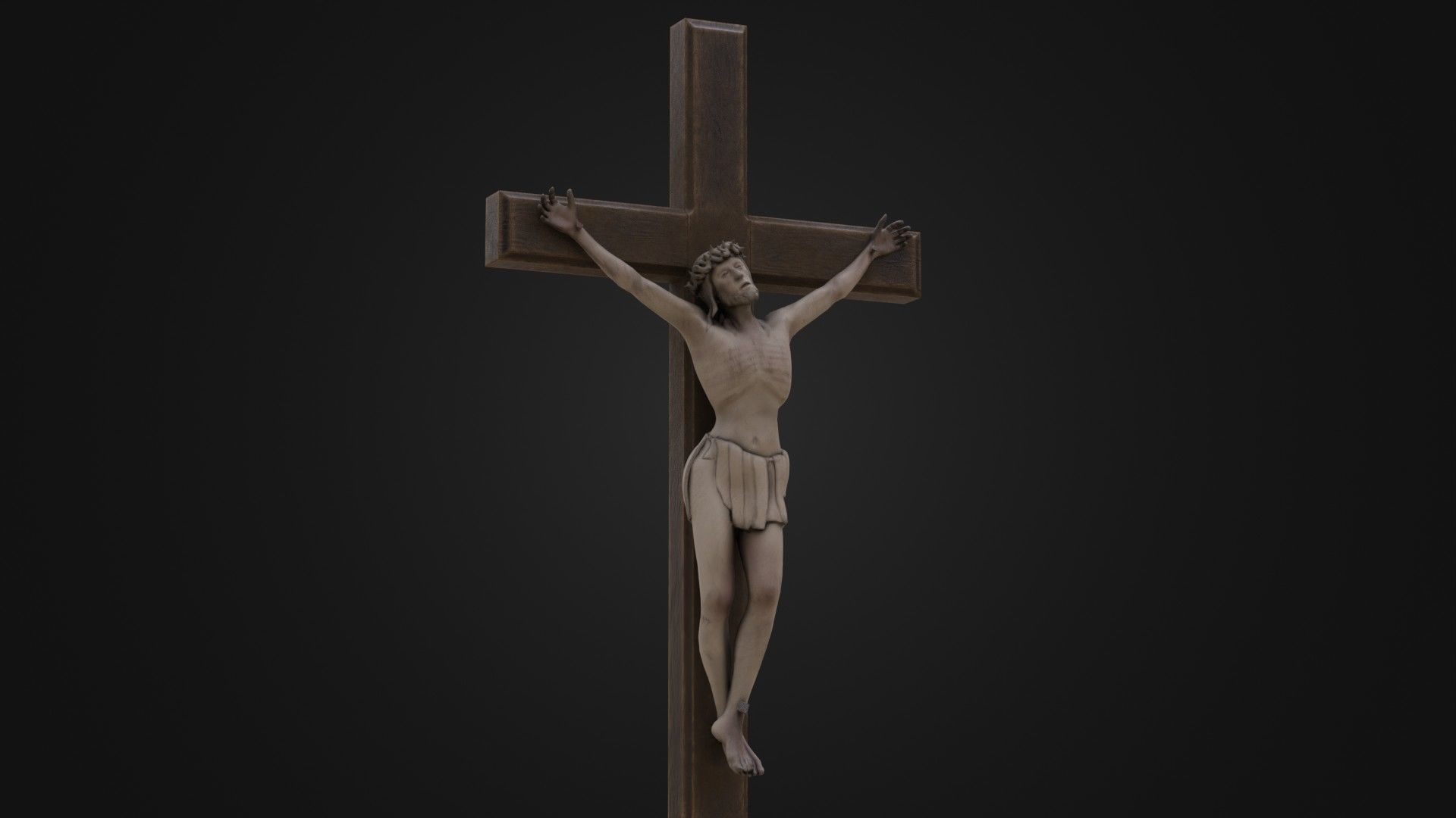 Old Dirty Crucifix Jesus in Cross Low-poly 3D model_3