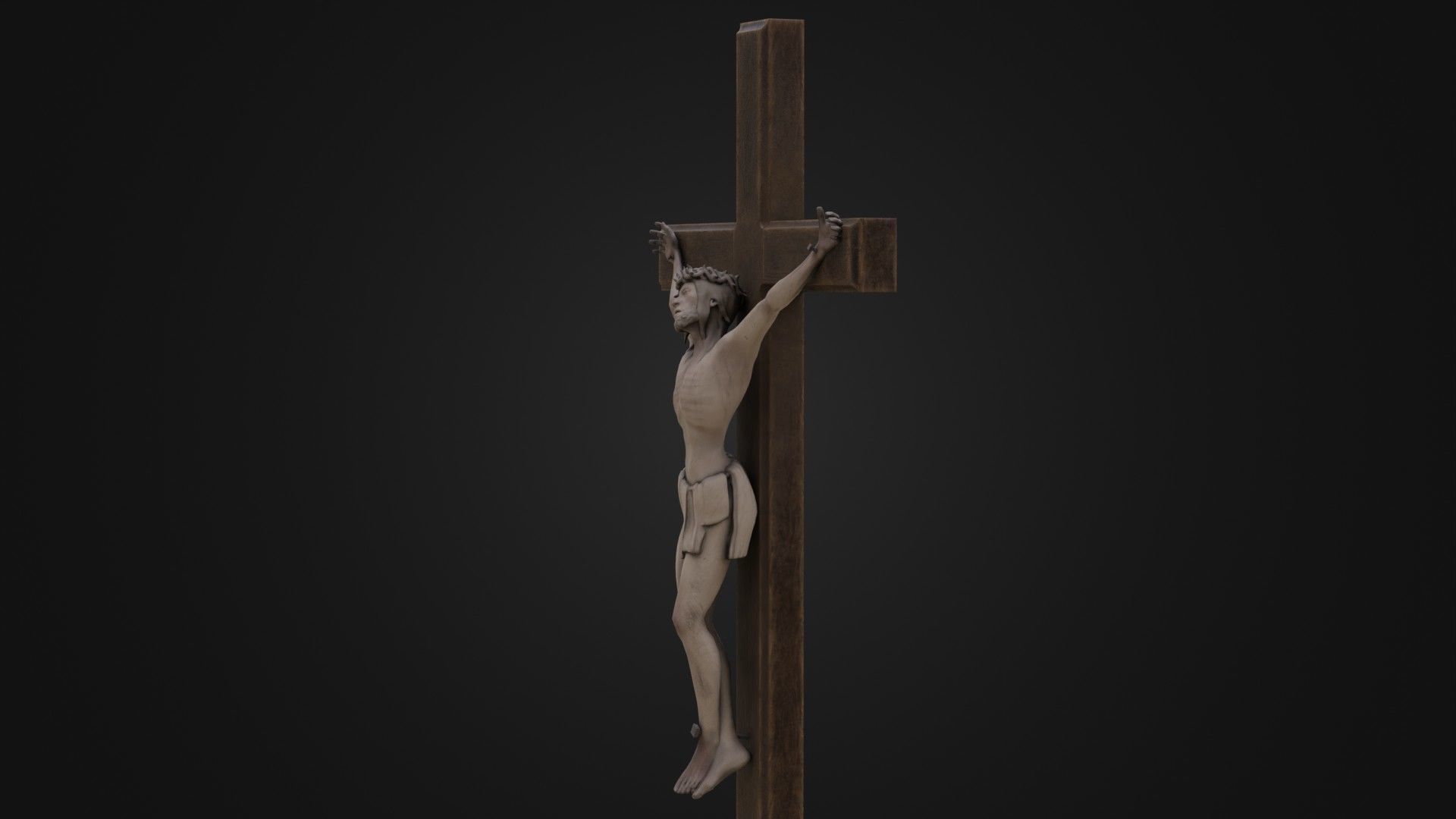 Old Dirty Crucifix Jesus in Cross Low-poly 3D model_36