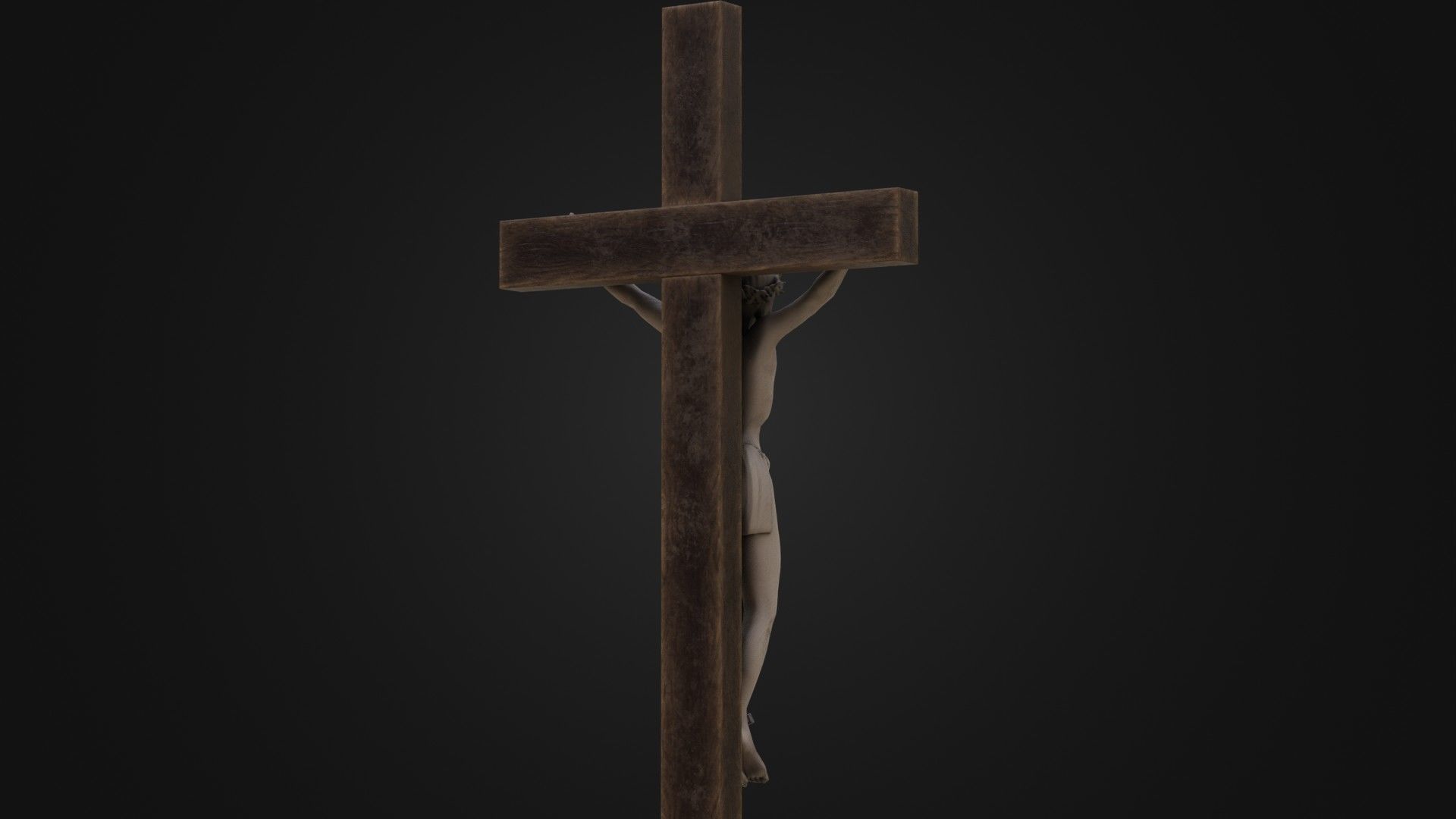 Old Dirty Crucifix Jesus in Cross Low-poly 3D model_18
