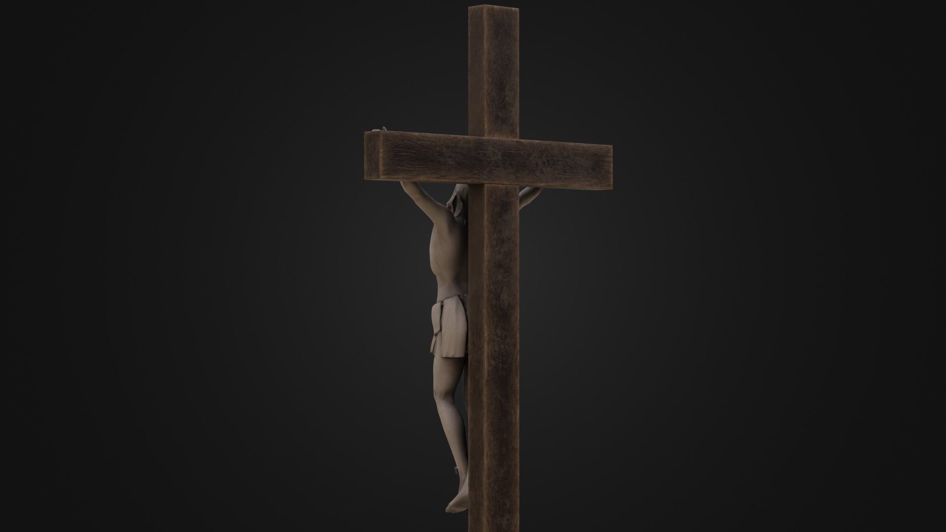Old Dirty Crucifix Jesus in Cross Low-poly 3D model_27