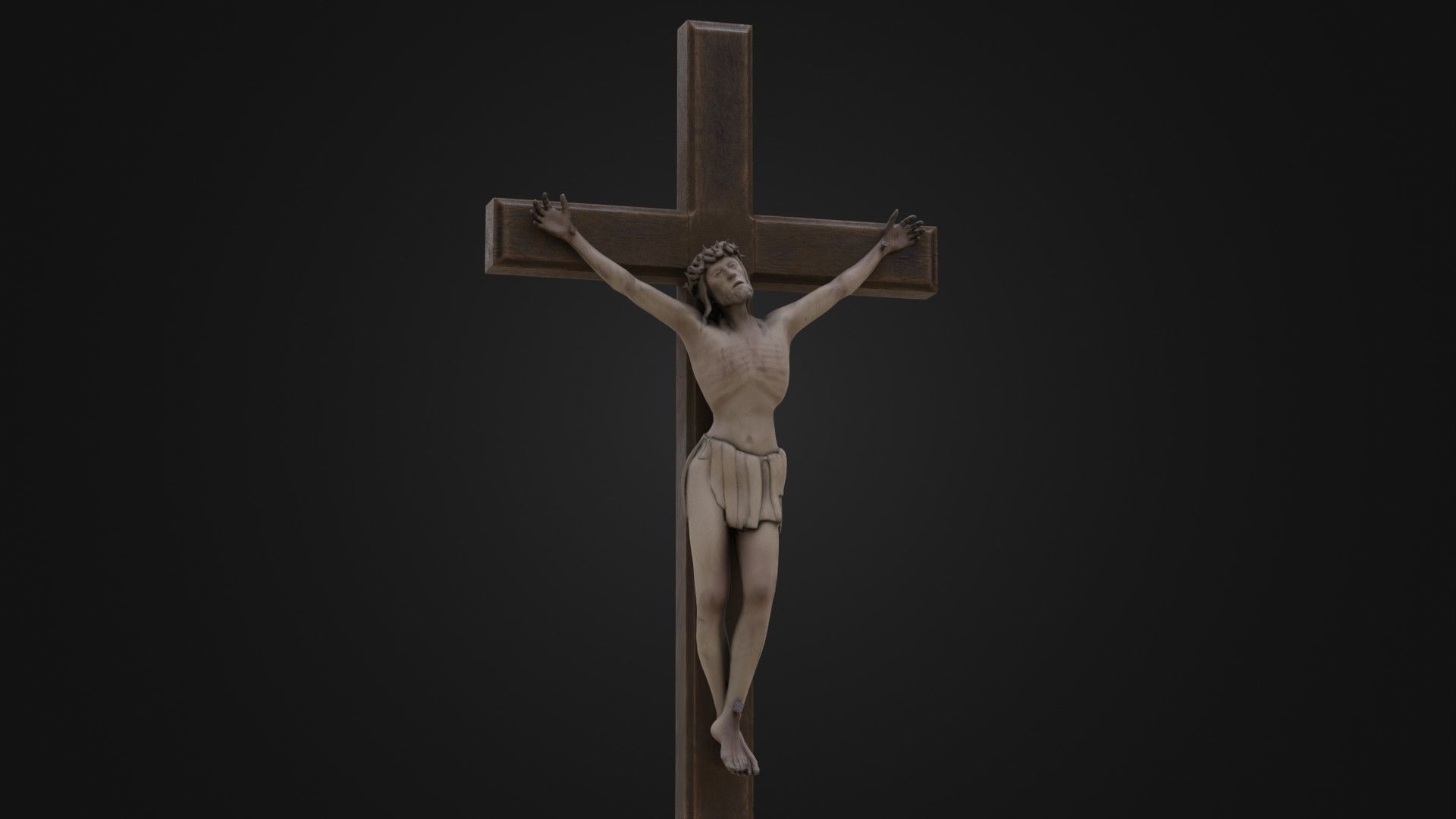 Old Dirty Crucifix Jesus in Cross Low-poly 3D model_2