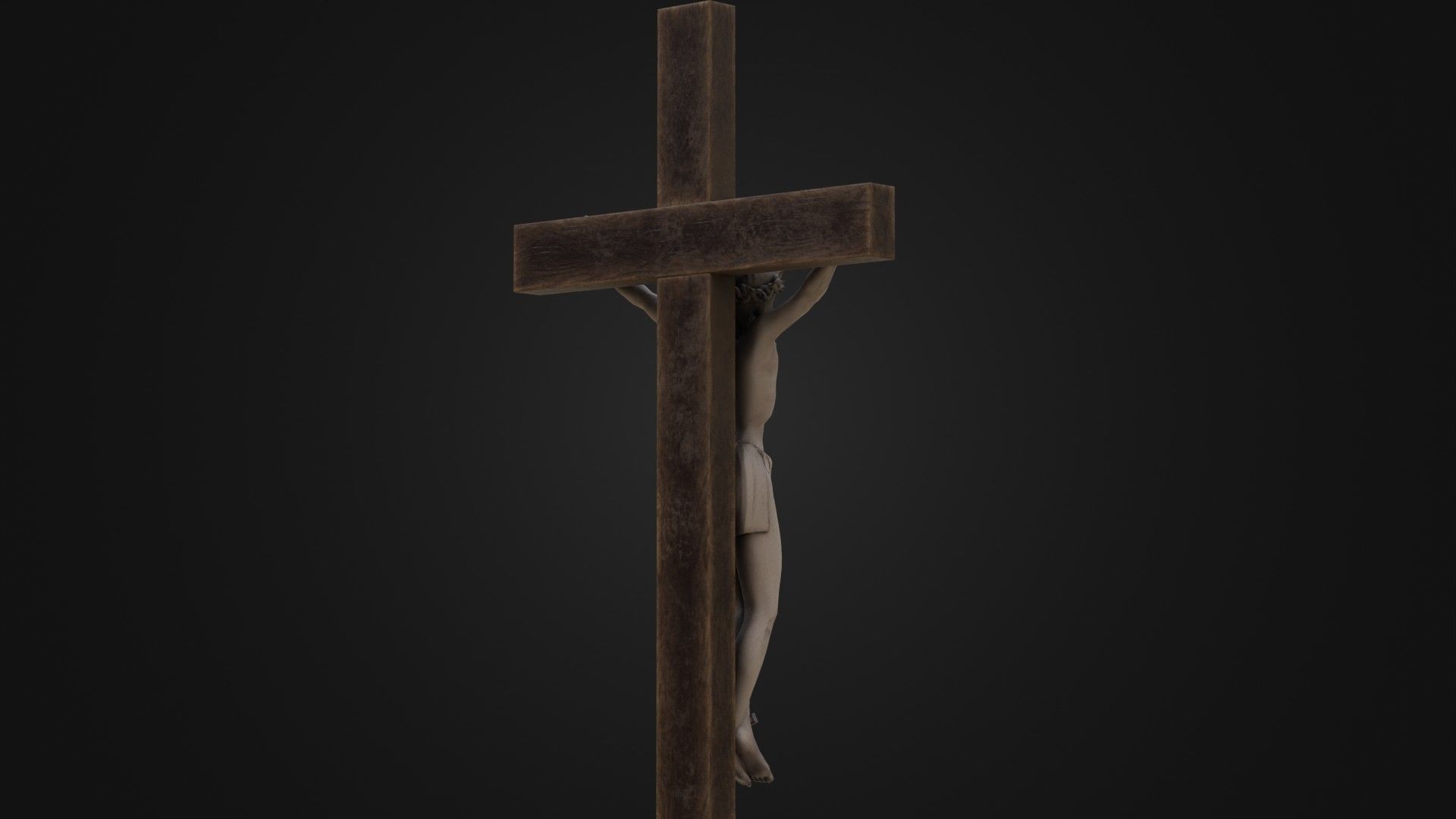 Old Dirty Crucifix Jesus in Cross Low-poly 3D model_17