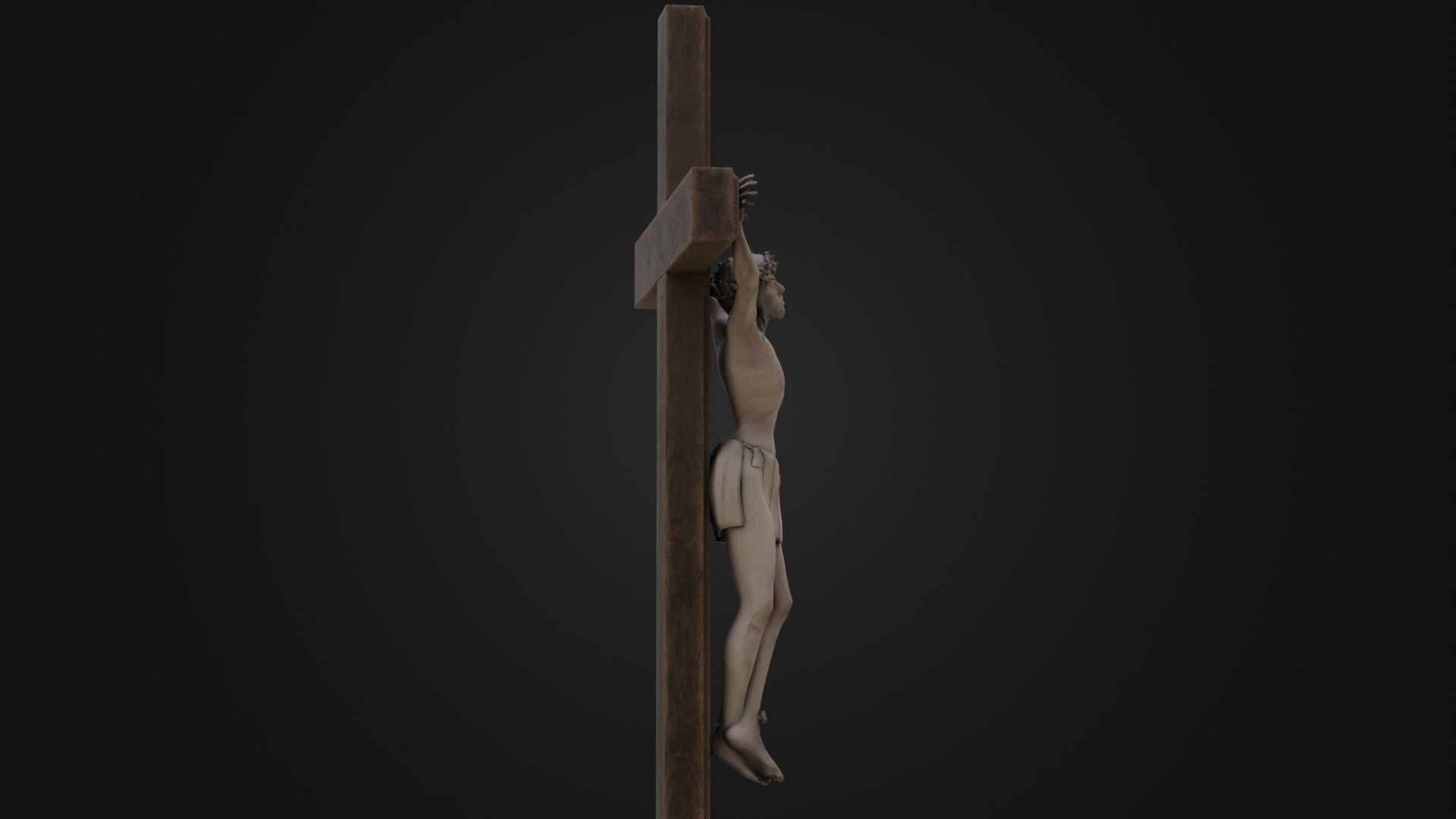 Old Dirty Crucifix Jesus in Cross Low-poly 3D model_12
