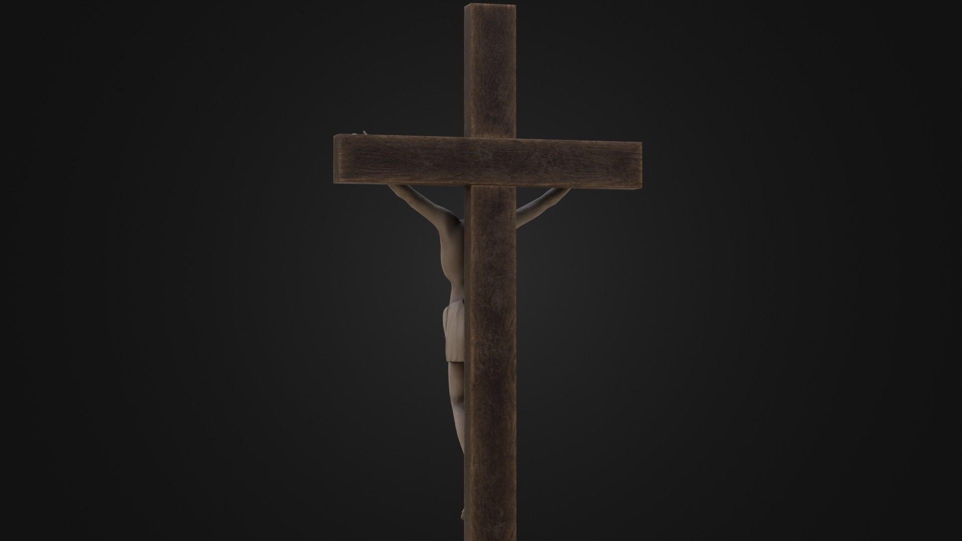 Old Dirty Crucifix Jesus in Cross Low-poly 3D model_24