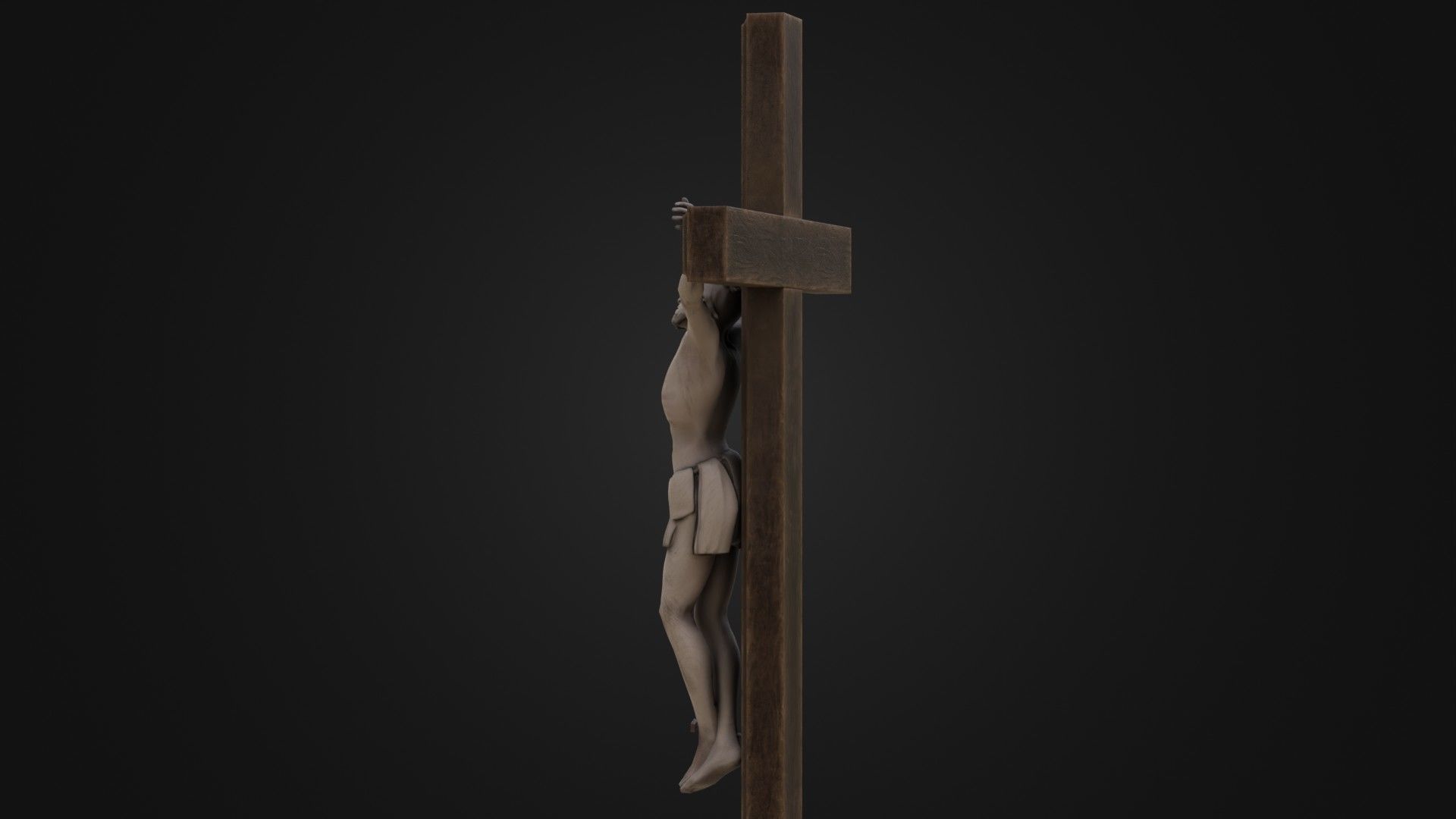 Old Dirty Crucifix Jesus in Cross Low-poly 3D model_31