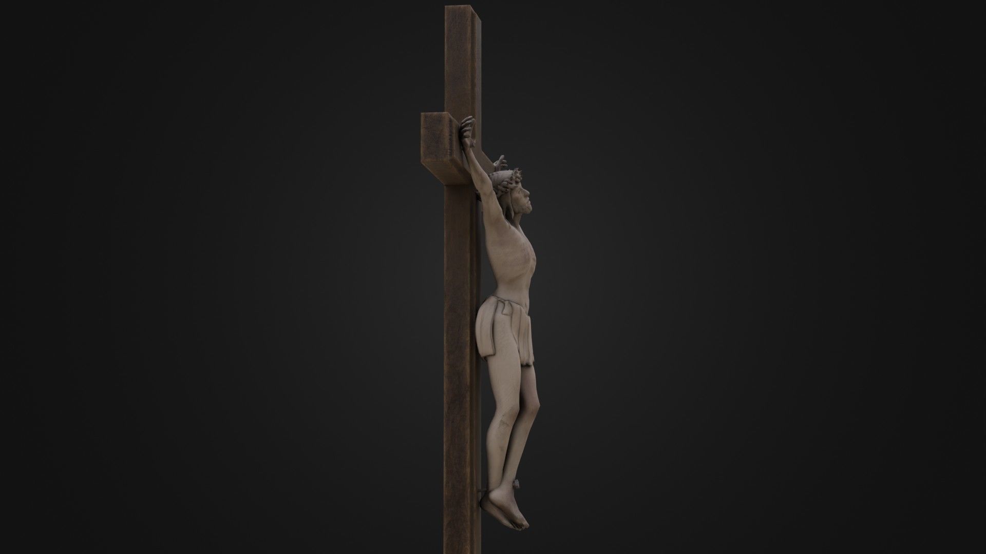 Old Dirty Crucifix Jesus in Cross Low-poly 3D model_10