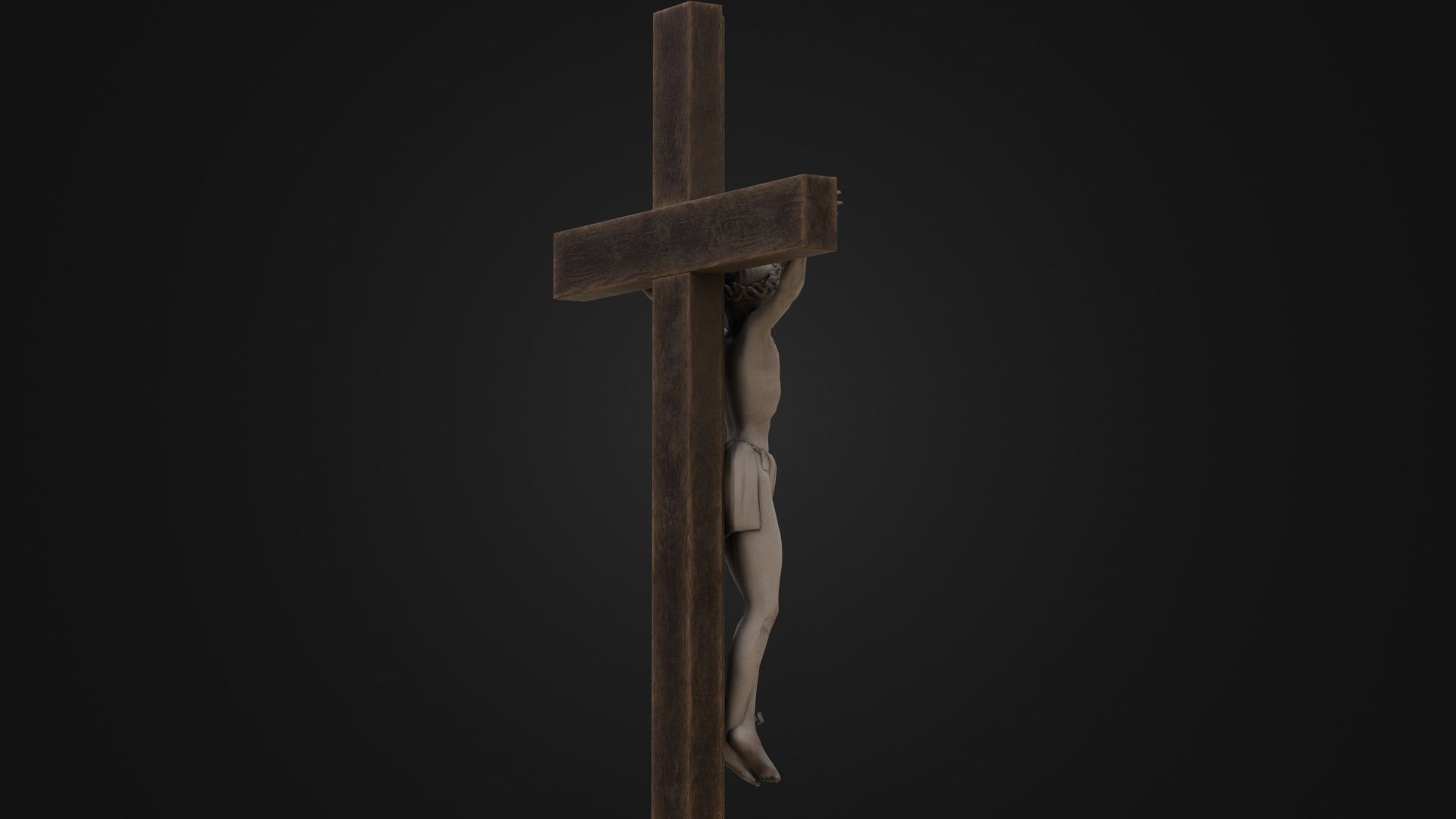 Old Dirty Crucifix Jesus in Cross Low-poly 3D model_15