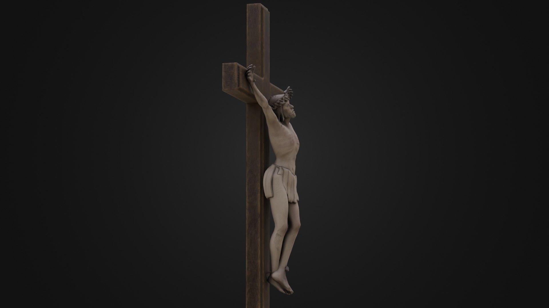 Old Dirty Crucifix Jesus in Cross Low-poly 3D model_9