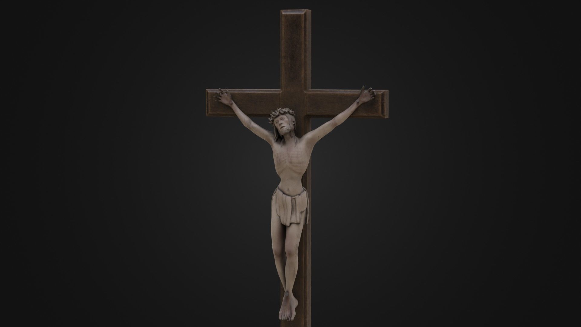 Old Dirty Crucifix Jesus in Cross Low-poly 3D model_42