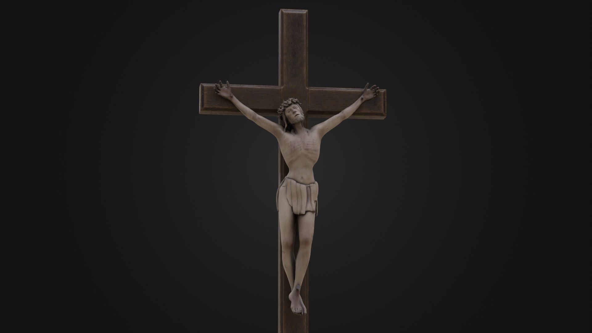 Old Dirty Crucifix Jesus in Cross Low-poly 3D model_1