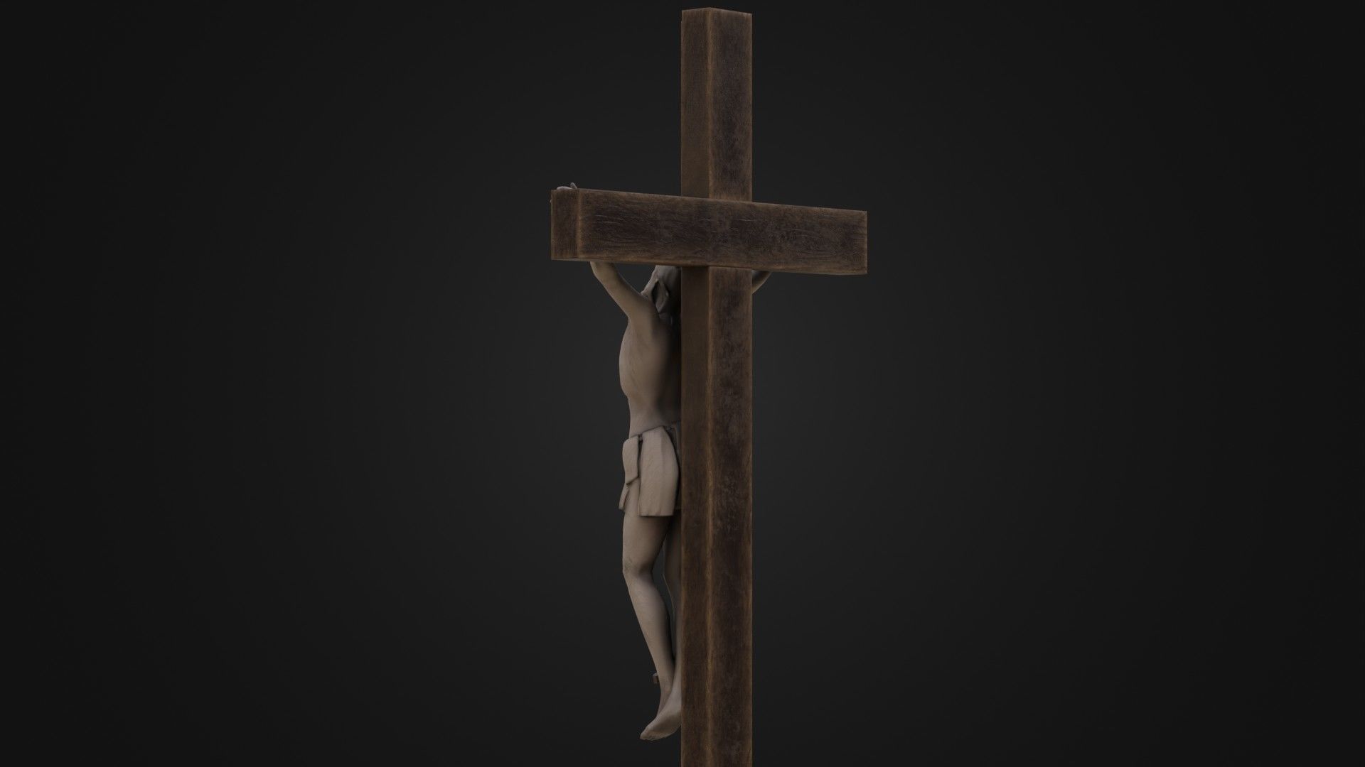 Old Dirty Crucifix Jesus in Cross Low-poly 3D model_28