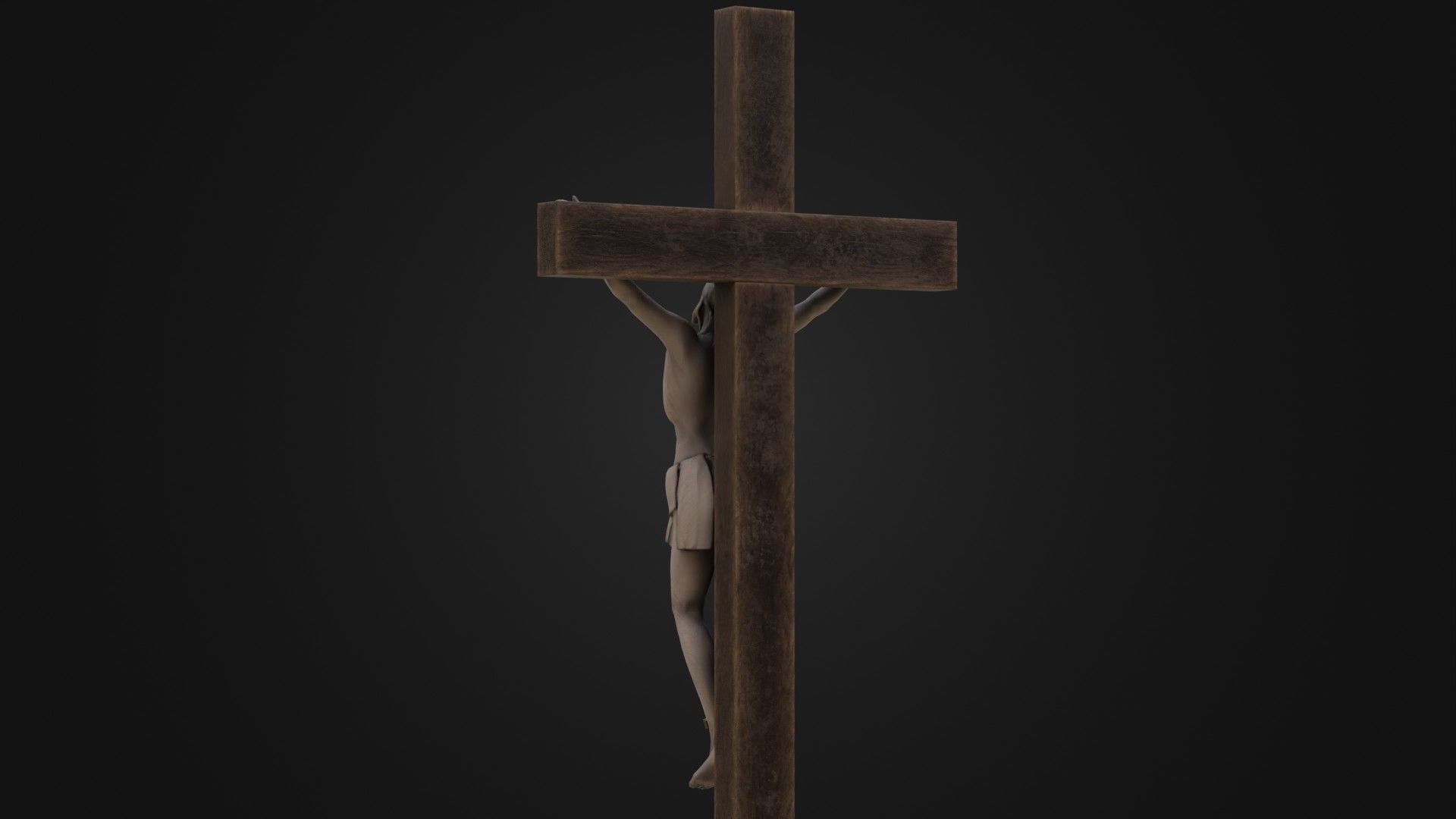 Old Dirty Crucifix Jesus in Cross Low-poly 3D model_26