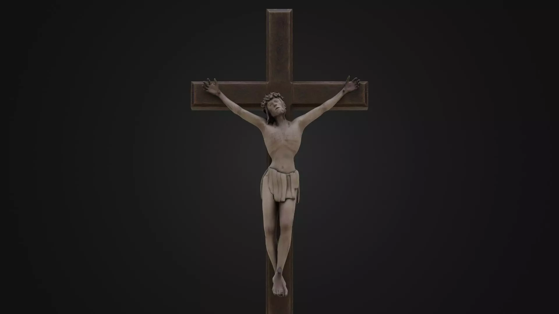 Old Dirty Crucifix Jesus in Cross Low-poly 3D model_0