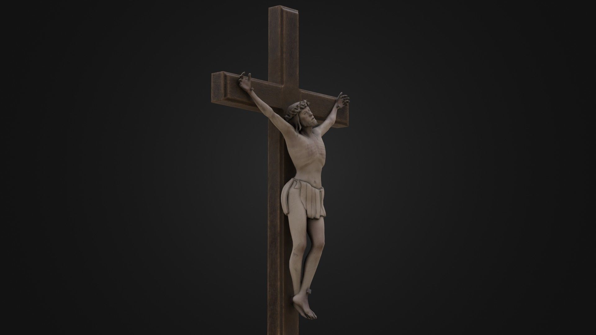 Old Dirty Crucifix Jesus in Cross Low-poly 3D model_6