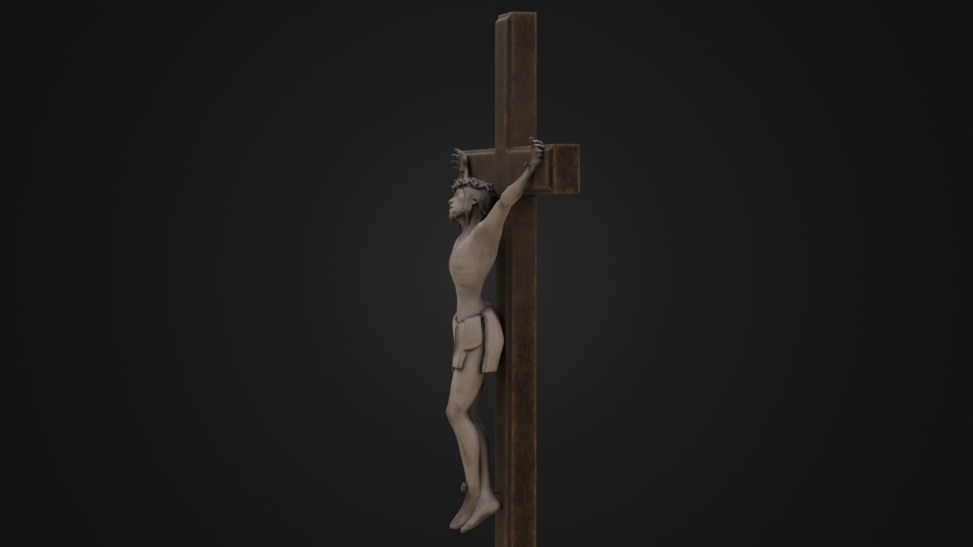 Old Dirty Crucifix Jesus in Cross Low-poly 3D model_35