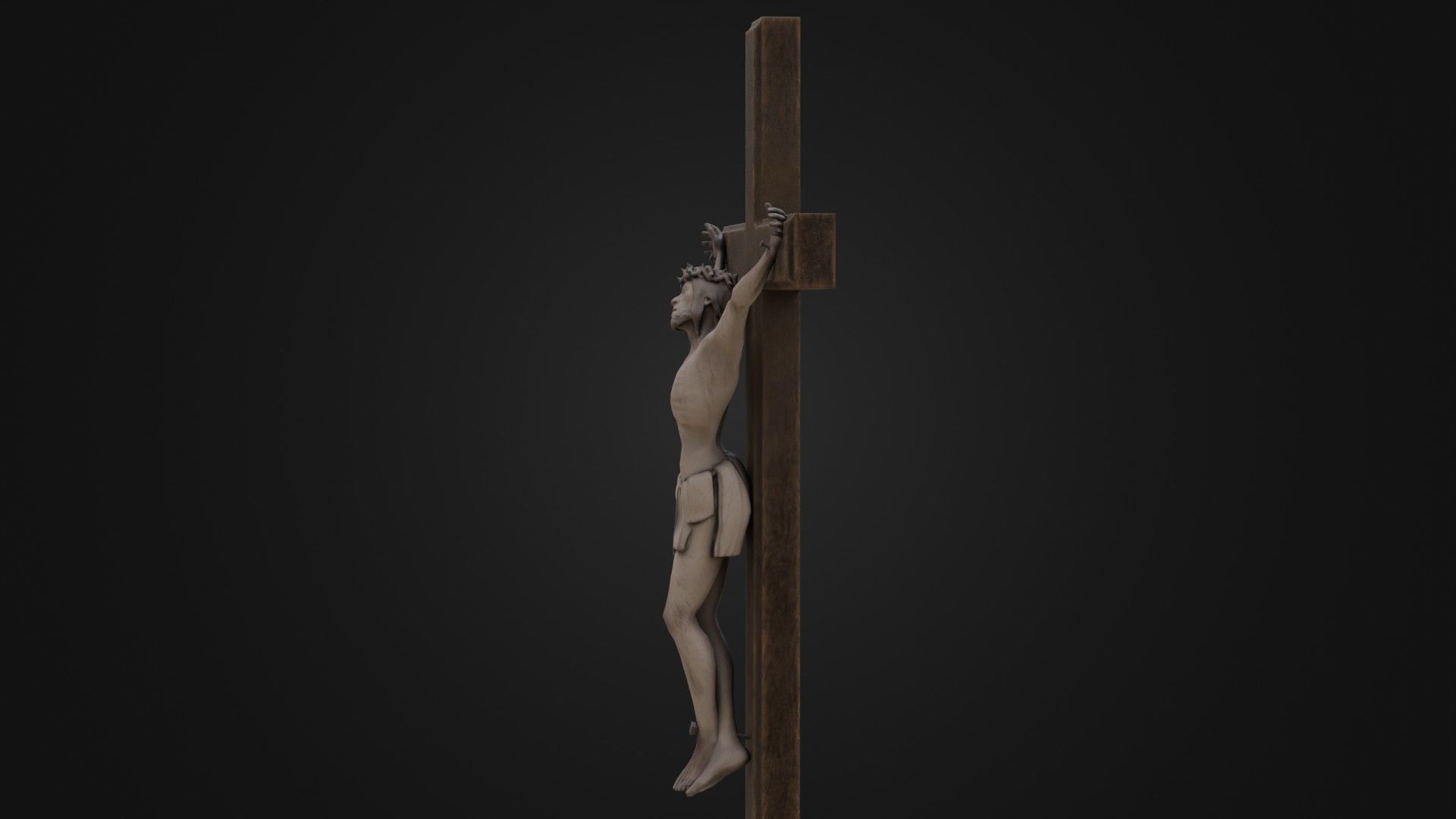 Old Dirty Crucifix Jesus in Cross Low-poly 3D model_34