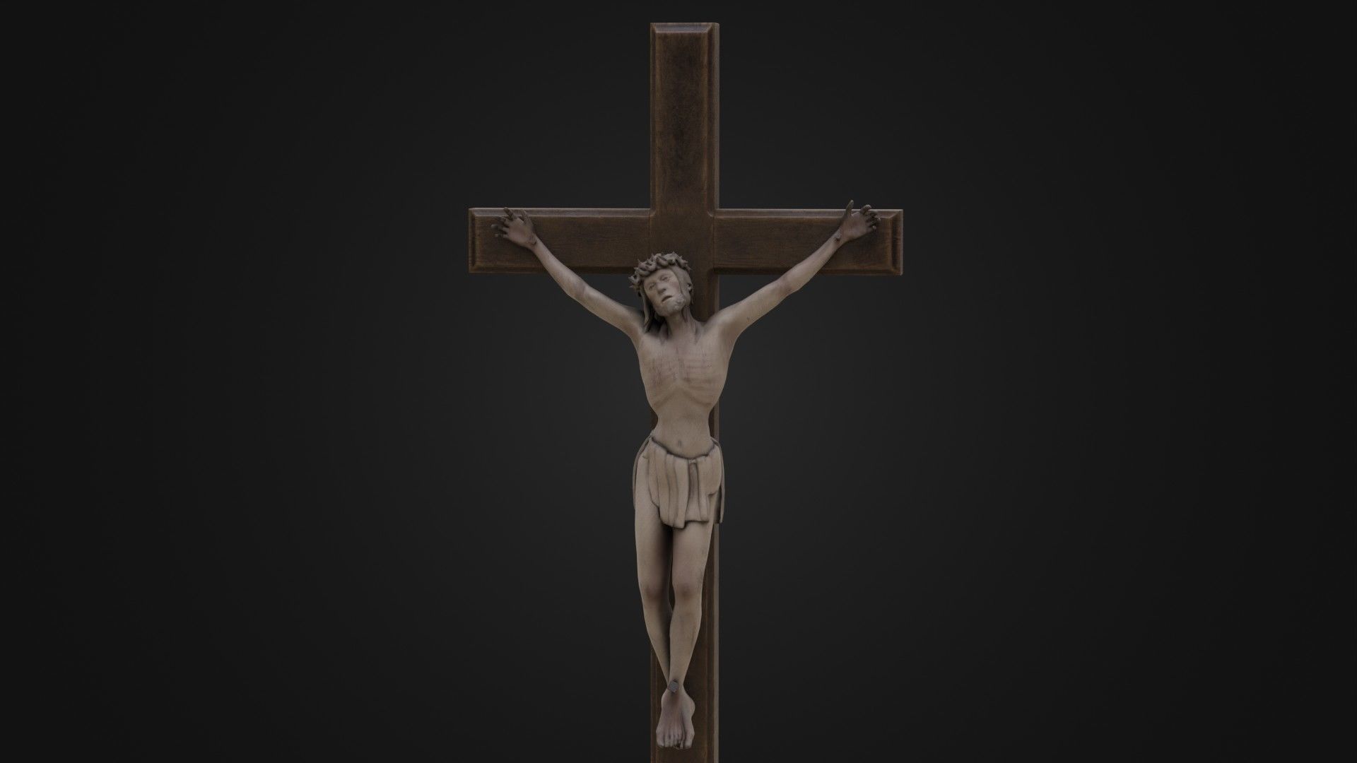 Old Dirty Crucifix Jesus in Cross Low-poly 3D model_44