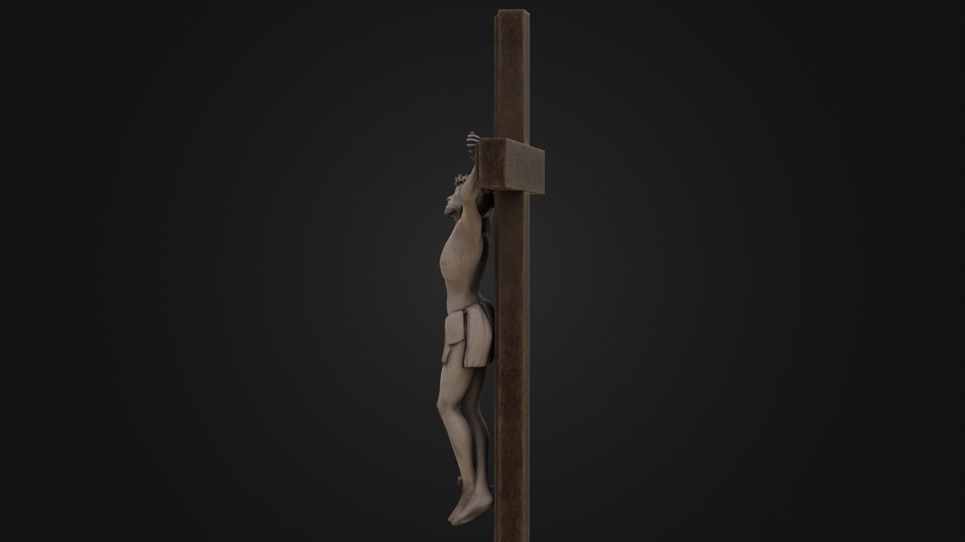Old Dirty Crucifix Jesus in Cross Low-poly 3D model_32