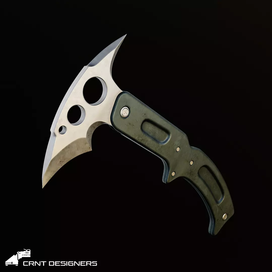 Fighter Axe Low Poly PBR 3D Model Low-poly 3D model_0