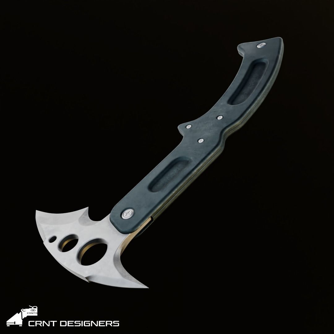 Fighter Axe Low Poly PBR 3D Model Low-poly 3D model_5