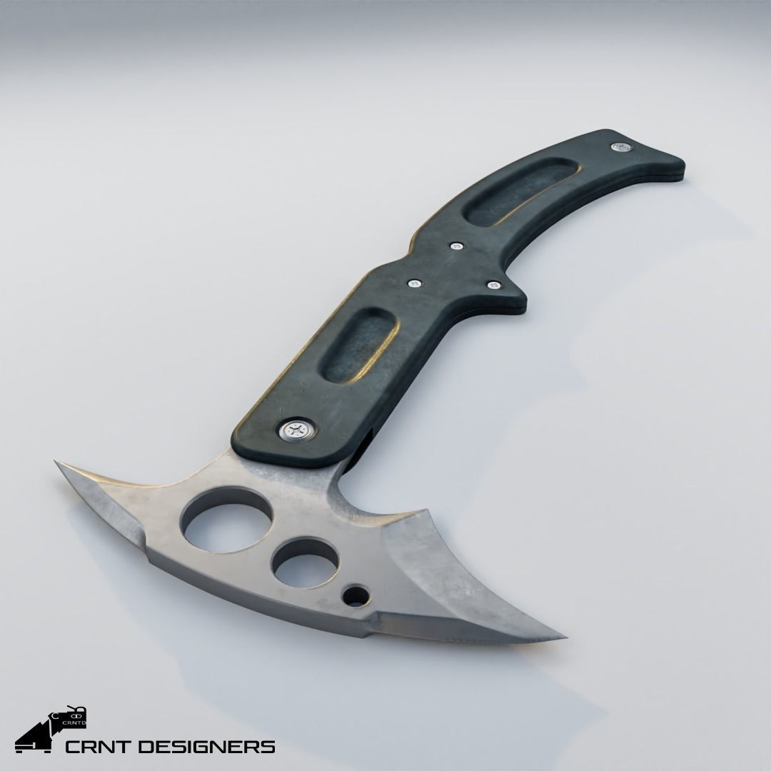 Fighter Axe Low Poly PBR 3D Model Low-poly 3D model_4