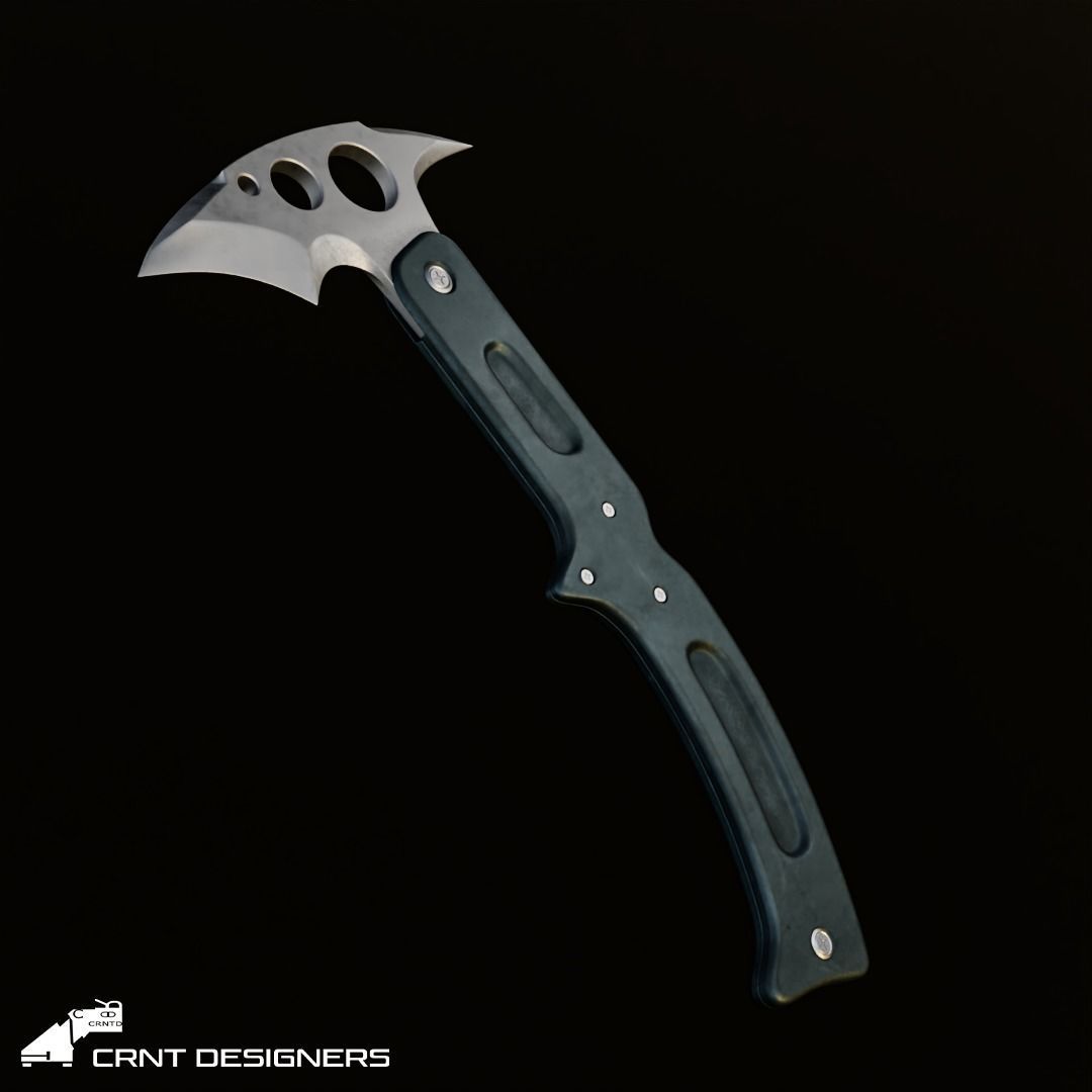 Fighter Axe Low Poly PBR 3D Model Low-poly 3D model_7