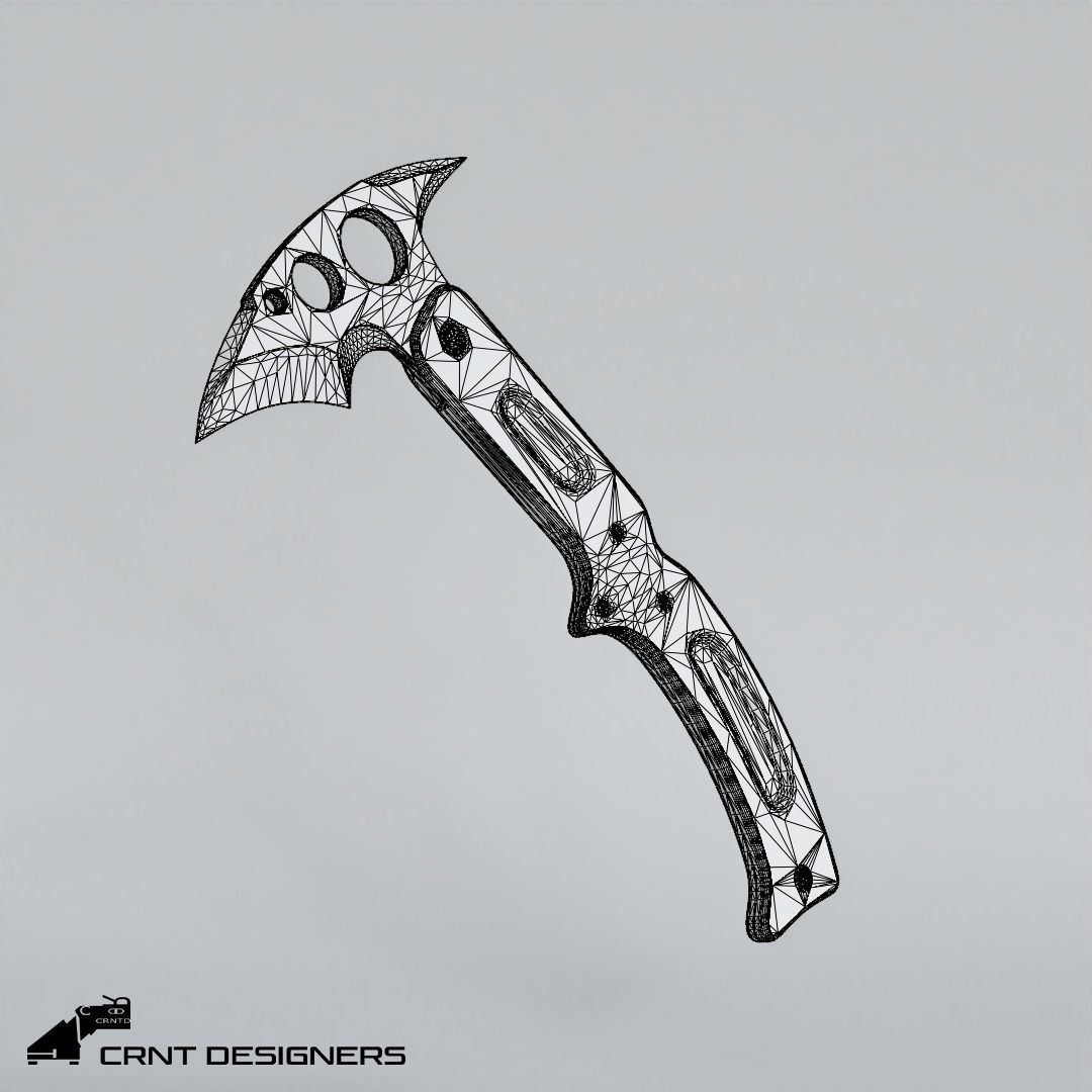 Fighter Axe Low Poly PBR 3D Model Low-poly 3D model_8
