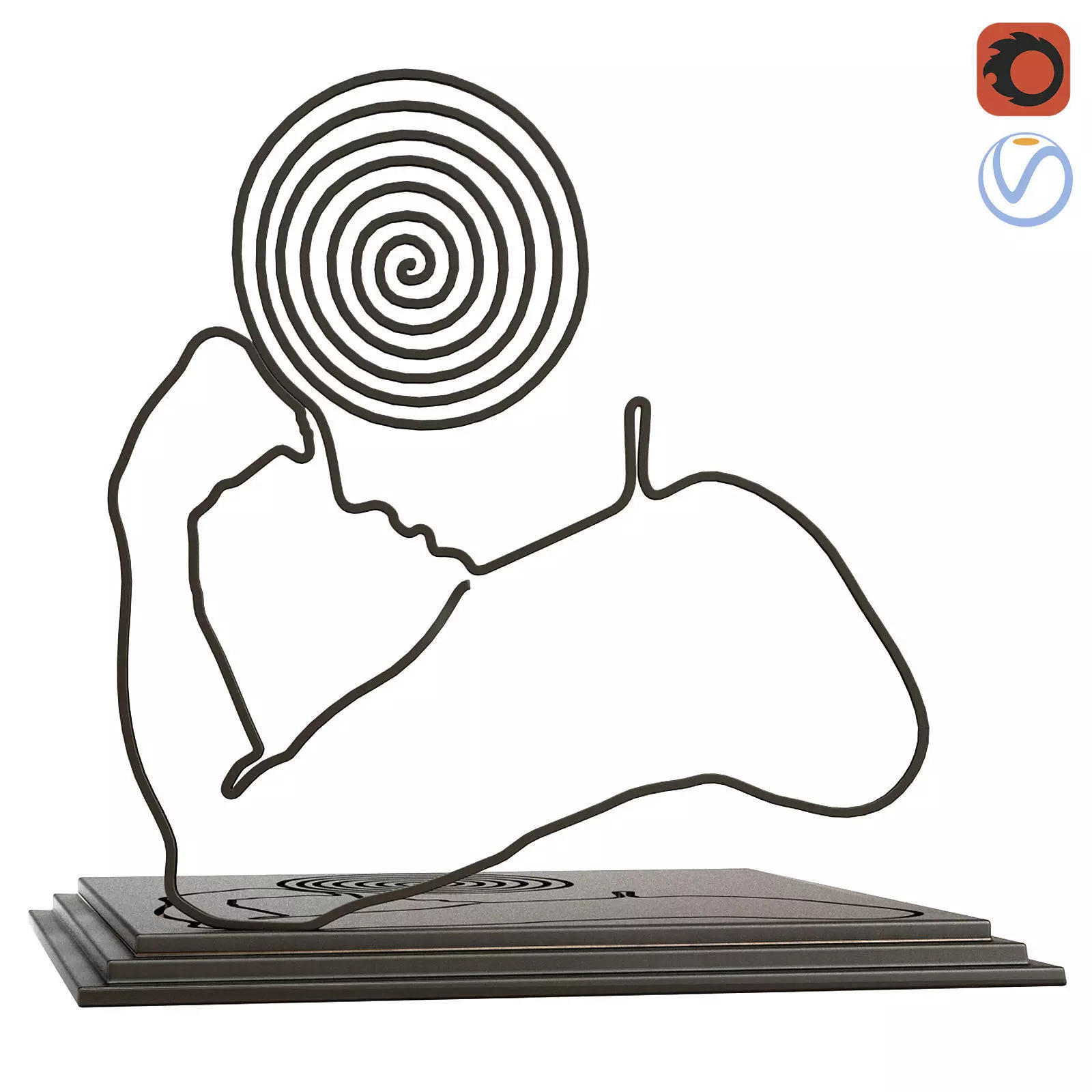 Quinn Lorenzo The Thinker decor sculpture 3D model_0