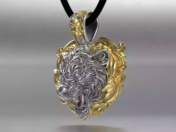 Jewelry Animal Tiger Pendant with Patterns 0323 Stl 3dm Fbx 3D print model