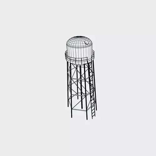 Round Overhead Tank - Cylindrical Low-poly 3D model