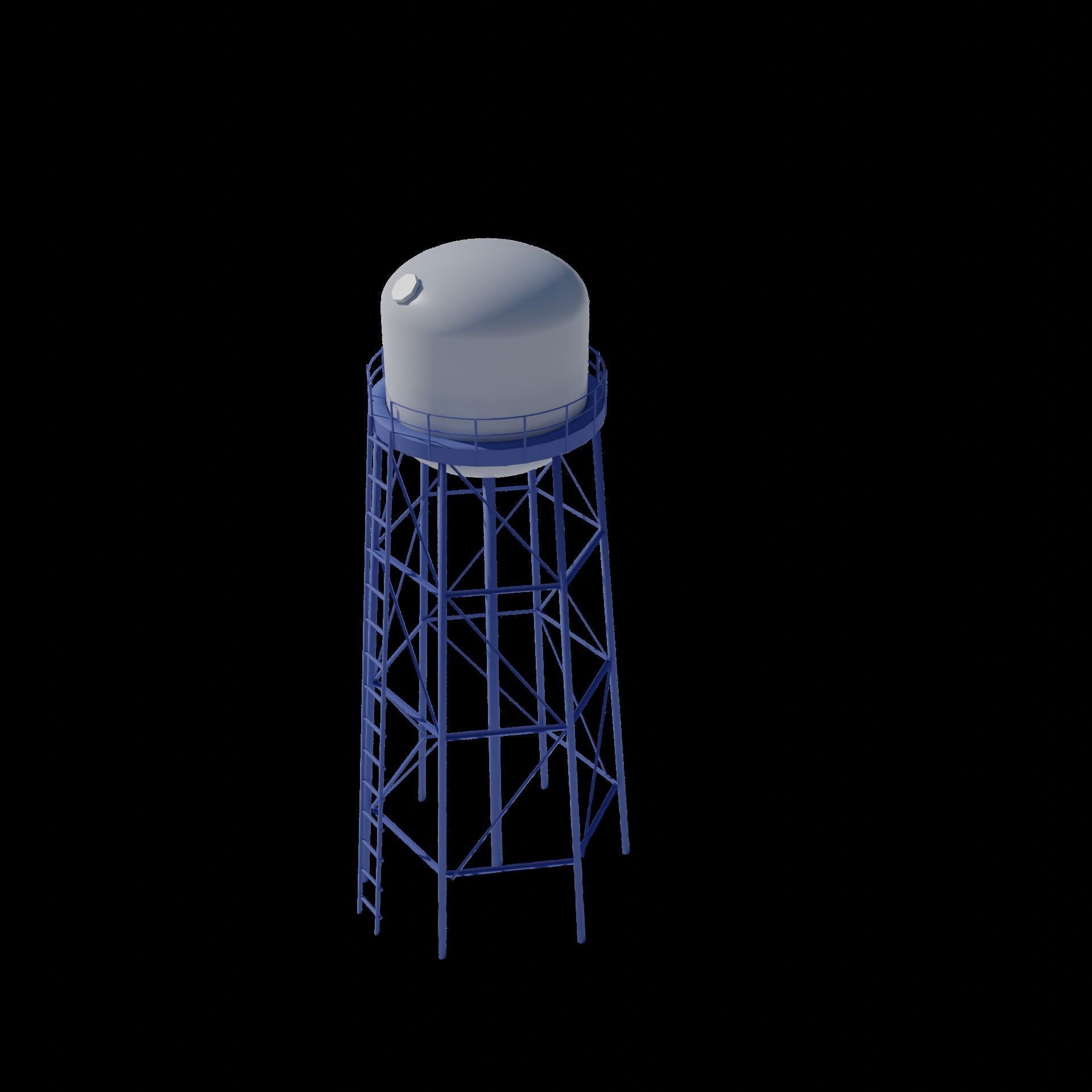Round Overhead Tank - Cylindrical Low-poly 3D model_7
