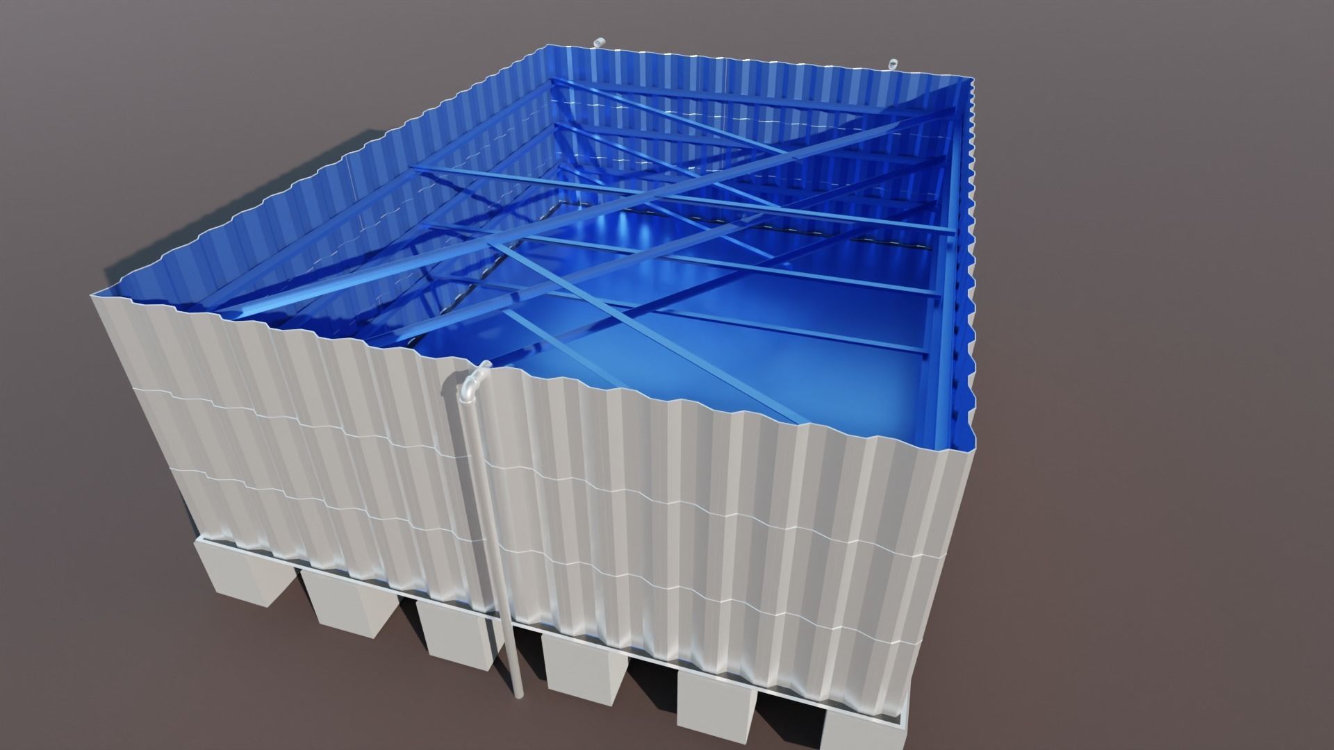 Surface Corrugated Steel Reservoir Tank Low-poly 3D model_4