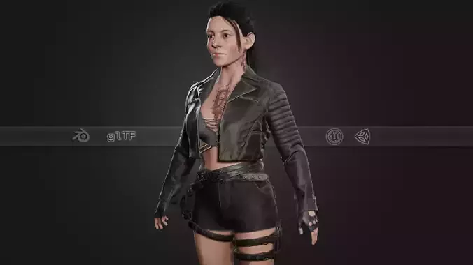 Biker Girl Character  Low-poly 3D model