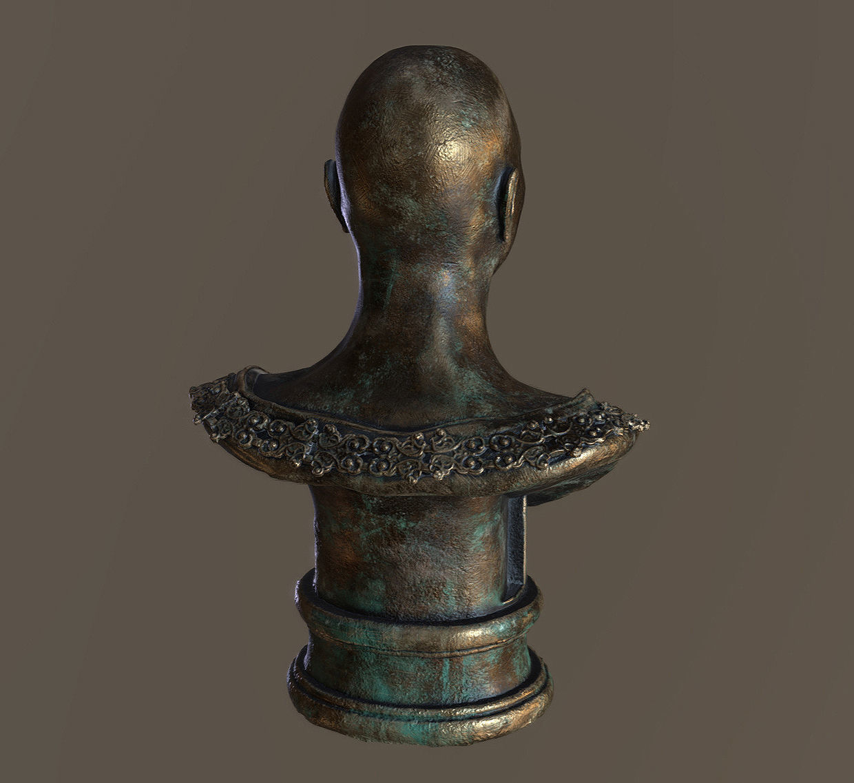 Bronze Statuette of a Woman with Necklace 3D model_9