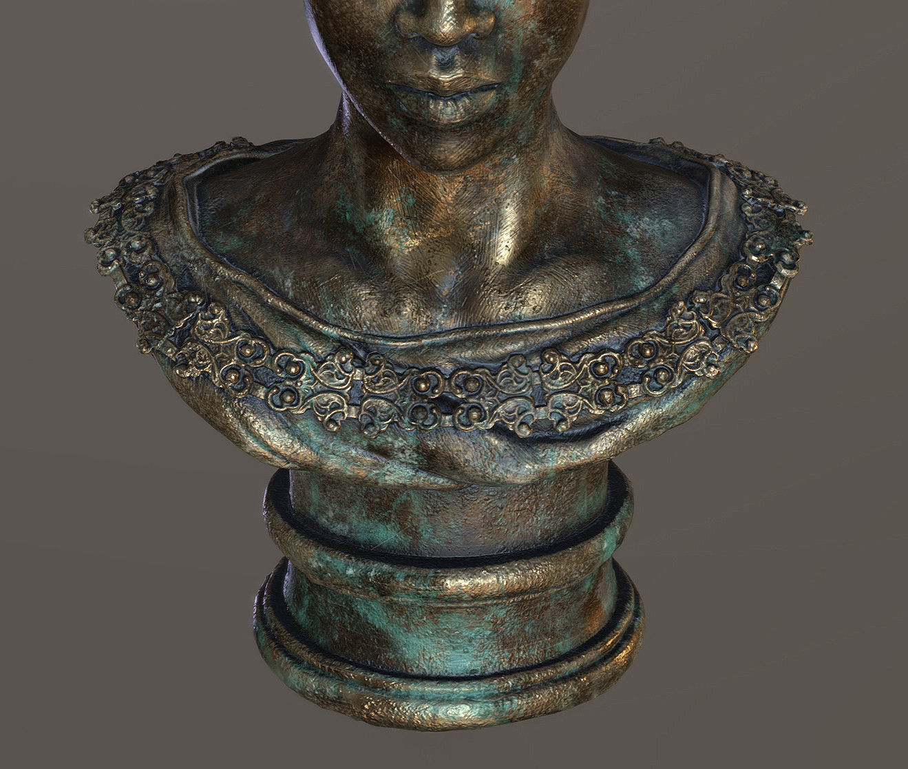 Bronze Statuette of a Woman with Necklace 3D model_6
