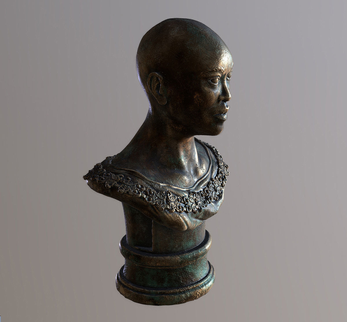 Bronze Statuette of a Woman with Necklace 3D model_8