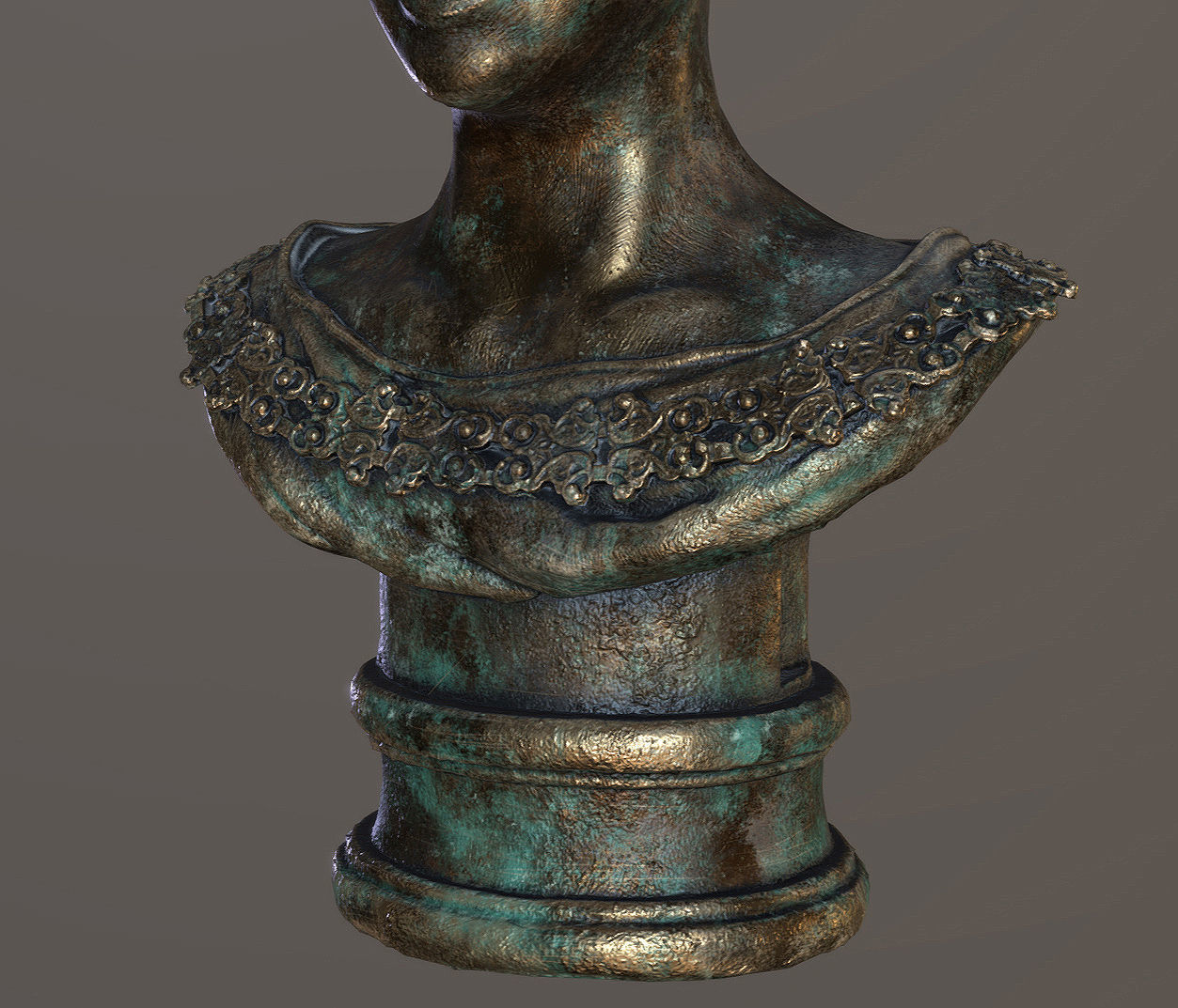 Bronze Statuette of a Woman with Necklace 3D model_7