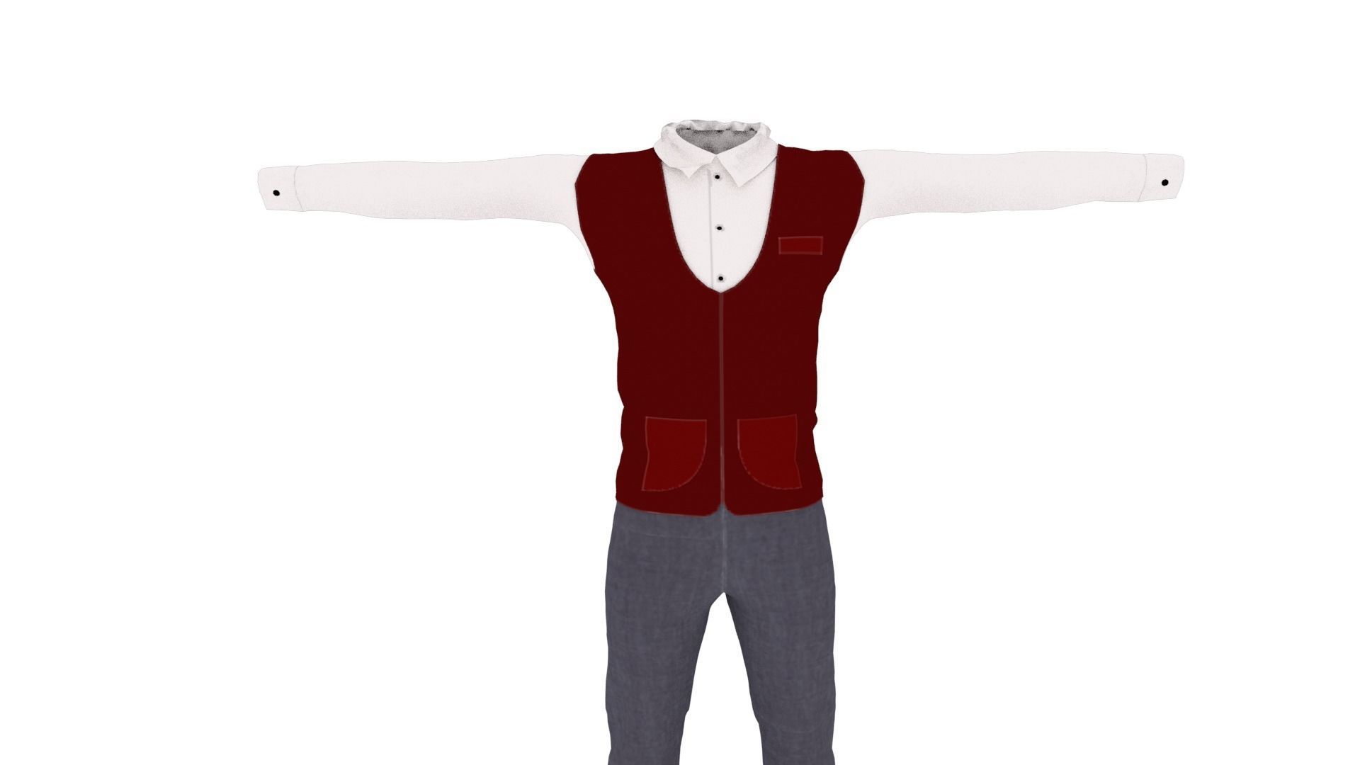 Man Suit Low-poly 3D model_2