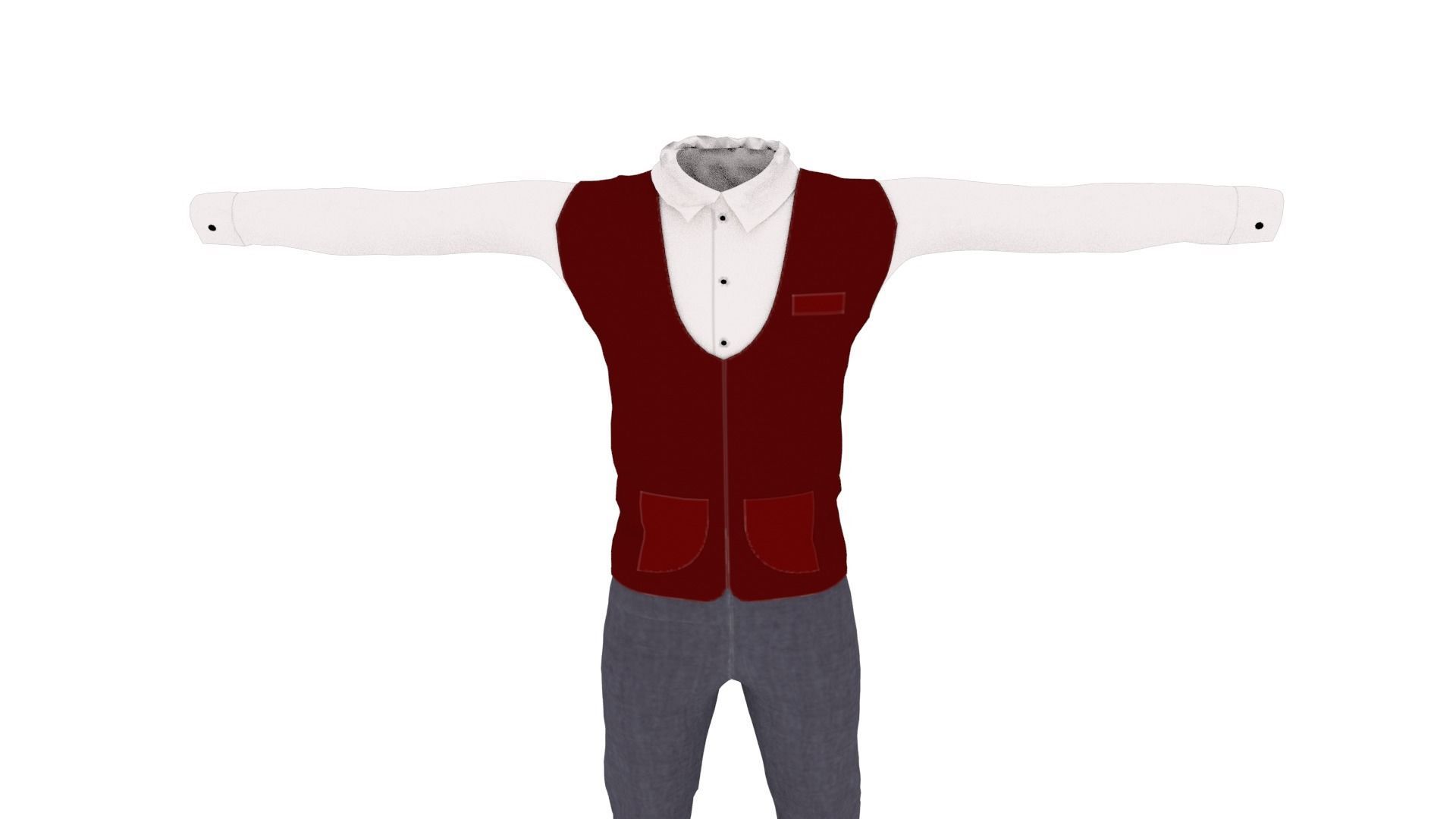 Man Suit Low-poly 3D model_5